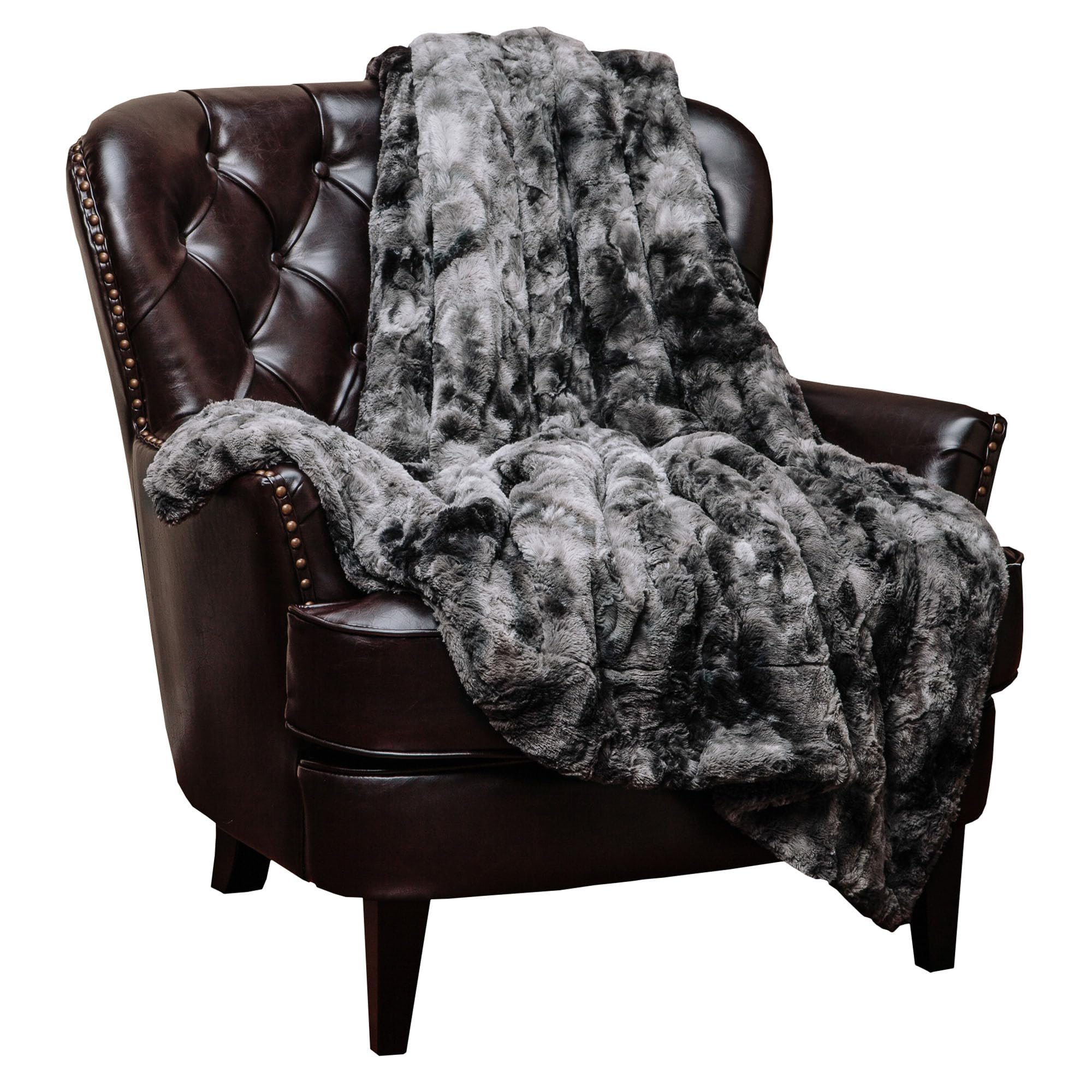 Chanasya Premium Wolf Faux Fur Throw Blanket - Ultra Soft Sherpa & Minky Blanket for Bed, Couch, Sofa - 50