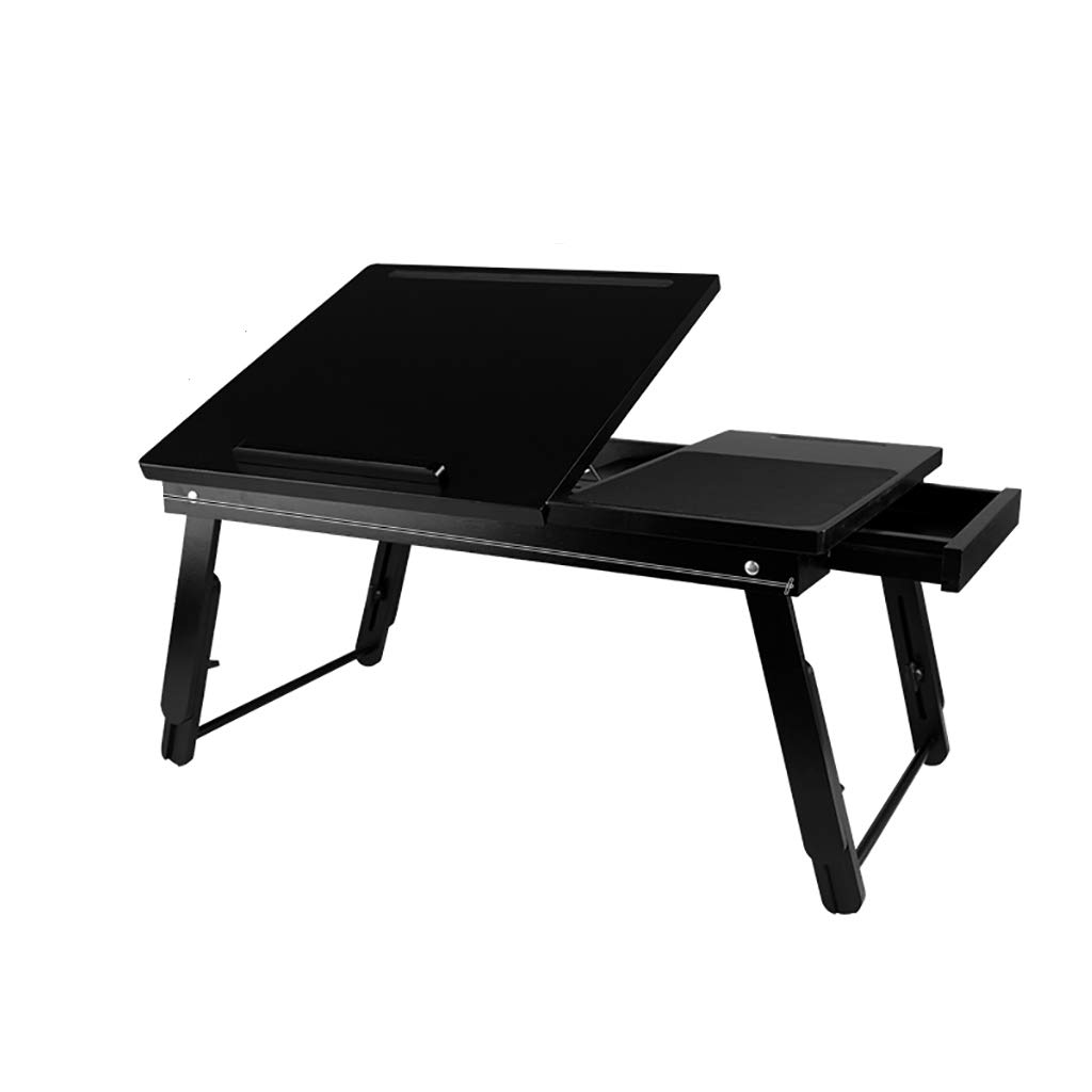 Multi-Functional Bamboo Laptop Bed Tray with Foldable Legs - Portable Lap Desk for Working, Eating, Reading & Studying - Perfect for Home Office, Dorm Room & Bed Use - Holds Laptop, Tablet & Smartphone - Black