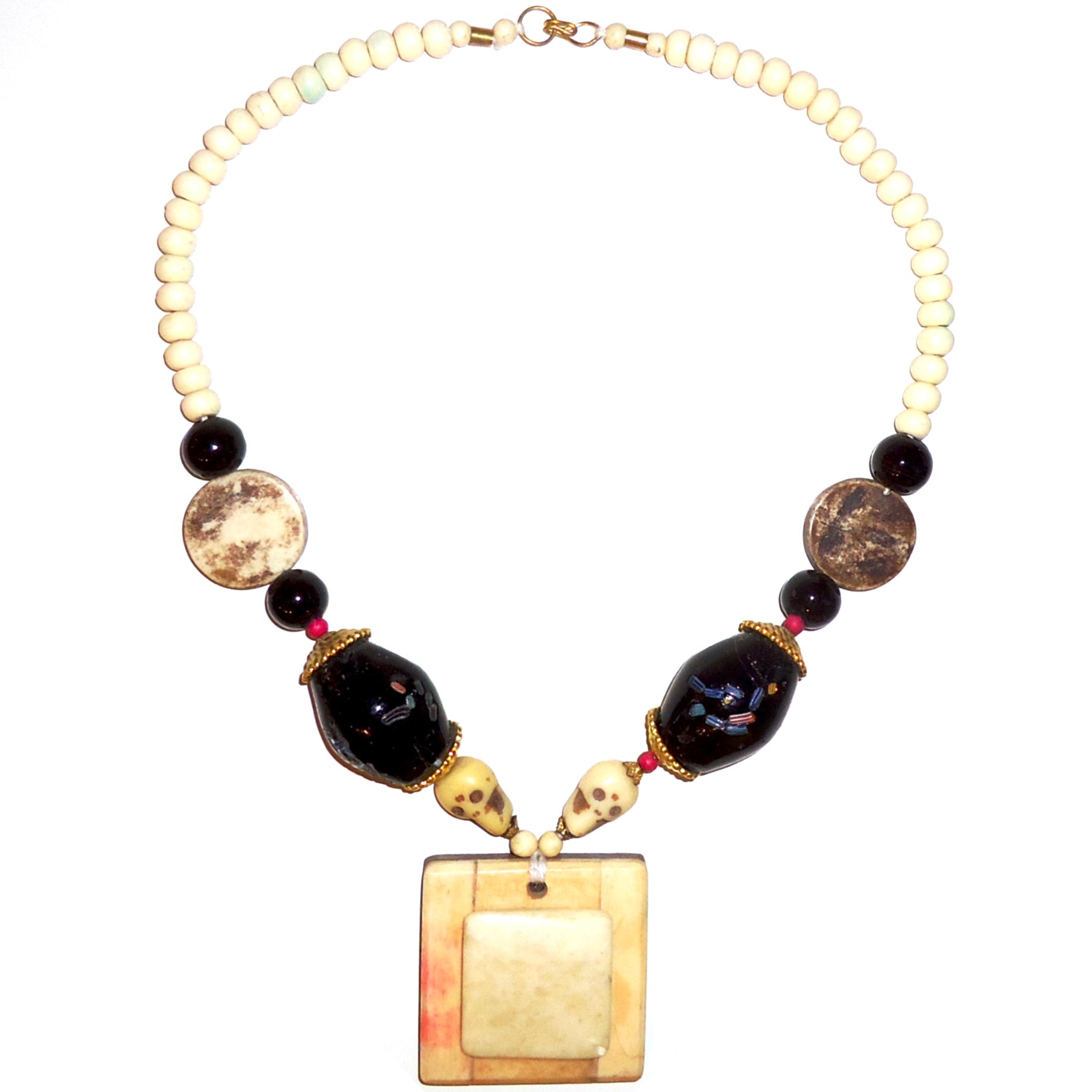 Elegant Multi Bead Necklace with Square Pendant - Stylish Layered Jewelry for Women, Perfect for Parties, Weddings & Everyday Wear