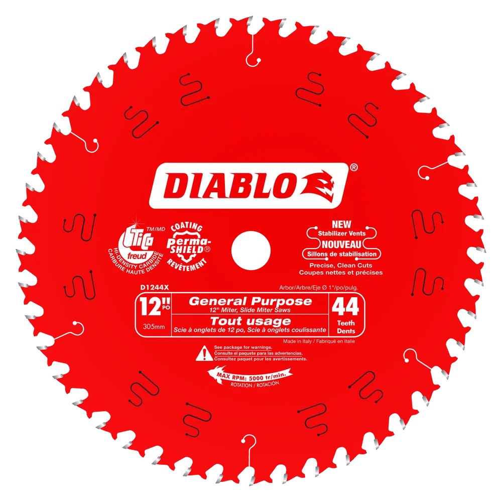 12-Inch 44-Tooth General Purpose Wood Saw Blade - 8 Pack - Perfect for Cutting Plywood, MDF, and Hardwood - Ideal for DIY Projects and Professional Woodworking