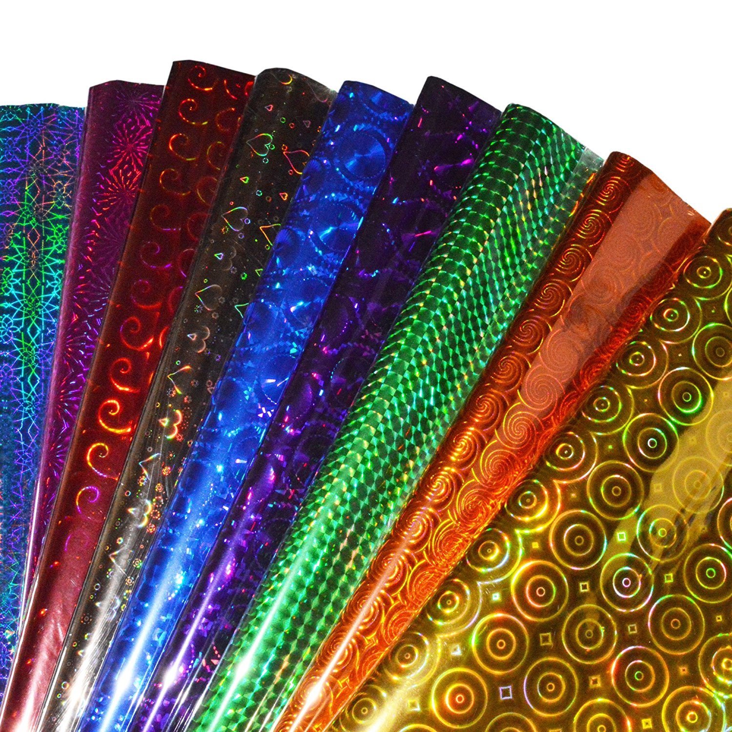 Qatalitic 25-Pack Multicolor Holographic Metallic Gift Wrapping Paper Sheets - 65cm x 45cm (25.6