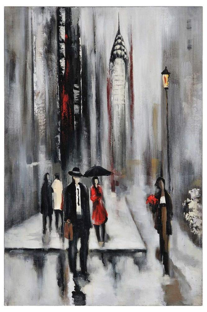 Ren-Wil OL591 Bustling City II Oil Painting - Handmade Canvas Art for Home & Office Decor - Perfect for Living Room, Bedroom, or Office Wall