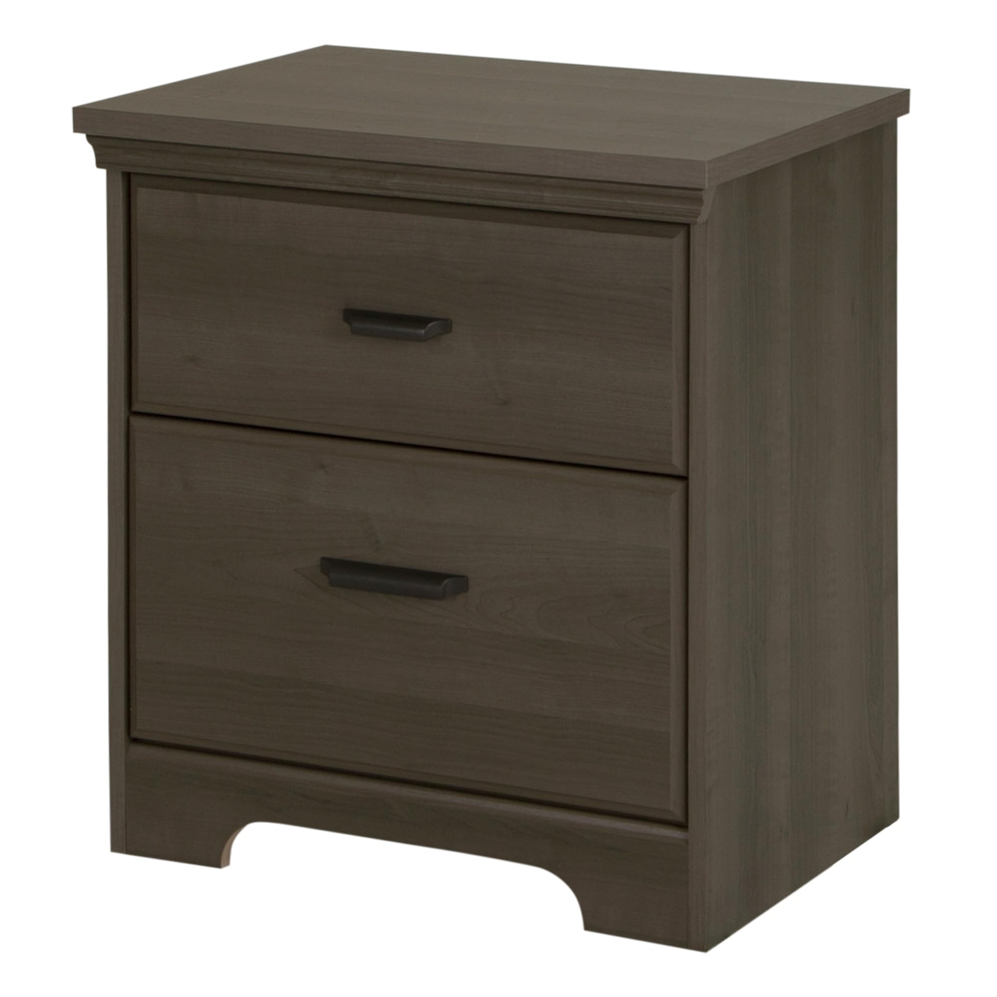 South Shore Versa 2-Drawer Nightstand in Weathered Oak & Gray Maple - Modern Bedside Table for Bedroom Storage & Organization - Perfect for Small Spaces, Apartments, and Guest Rooms