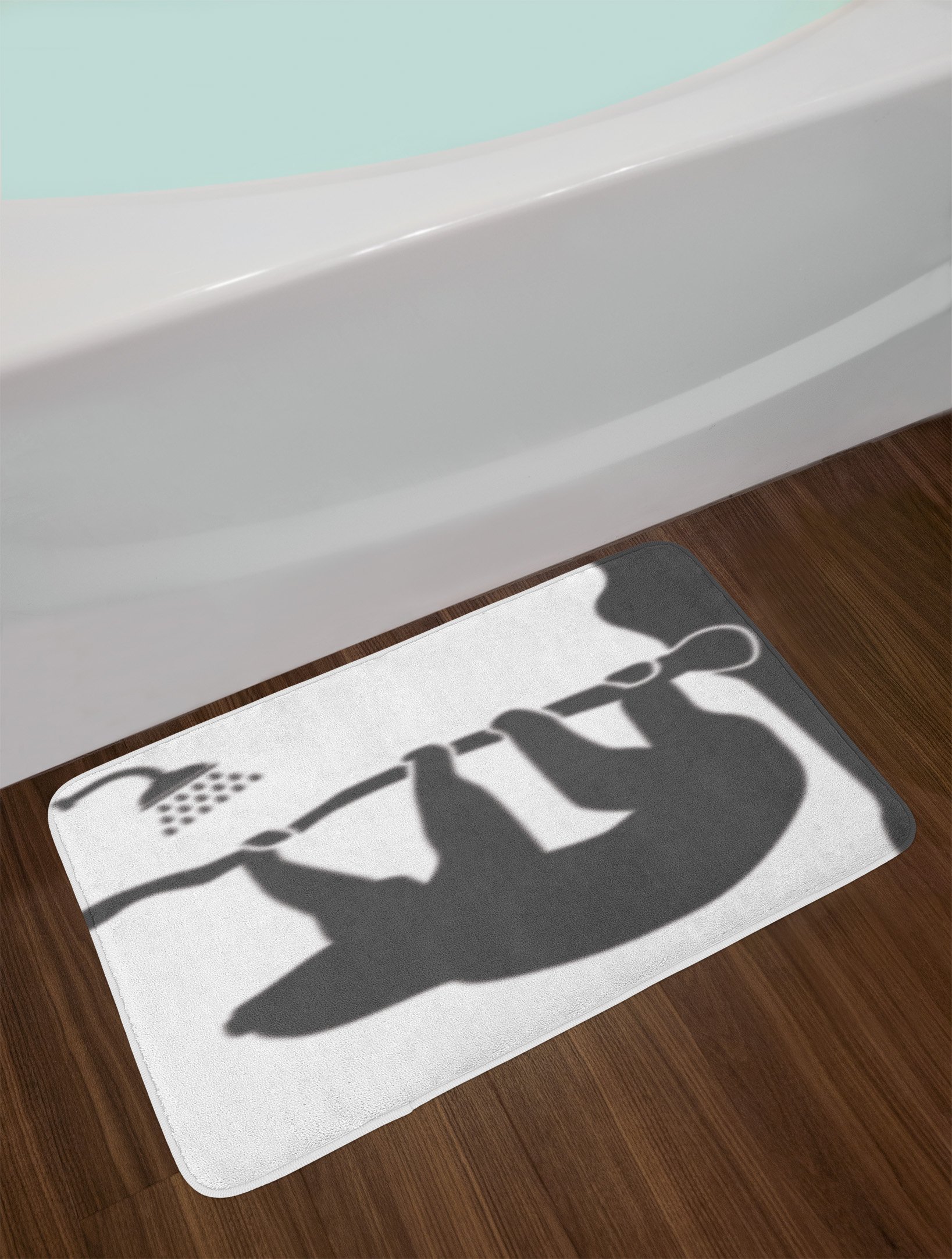 Ambesonne Sloth Bath Mat - Soft Non-Slip Bathroom Rug with Whimsical Animal Silhouette Design, 30.2 x 20 Inches, Charcoal Grey & White - Perfect for Bathroom Decor, Kids' Room, and Unique Gift Idea