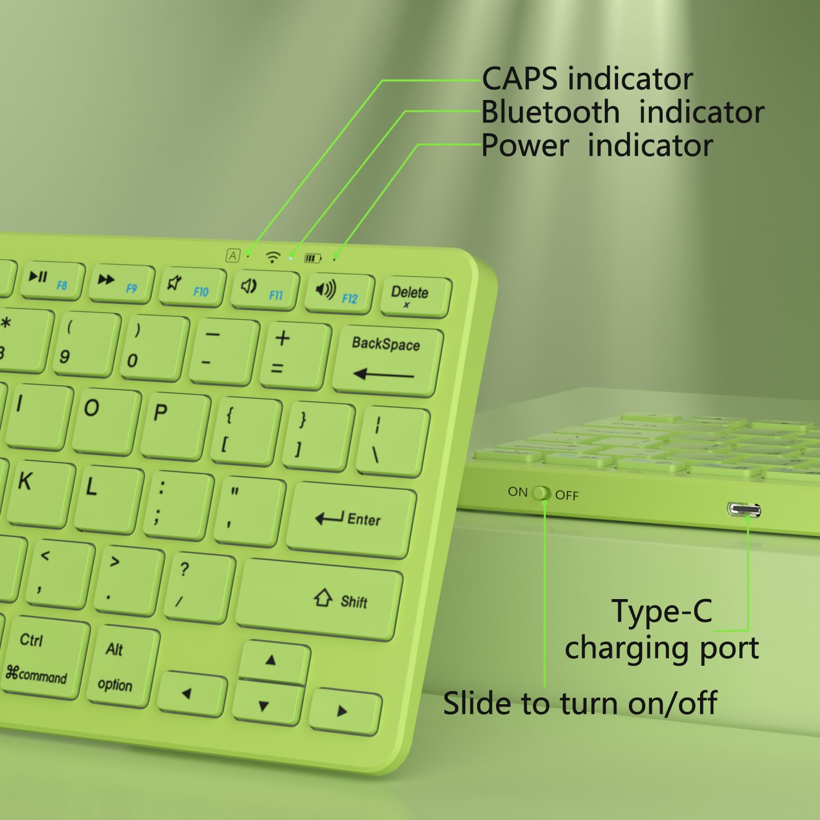 Wireless Bluetooth Keyboard for iPad 10th/9th/8th Gen, iPad Air 5th/4th Gen, iPad Pro 13/12.9/11 inch - Slim Portable Keyboard Compatible with iOS, Android & Windows (Green) - Perfect for Home Office, Travel & Remote Work