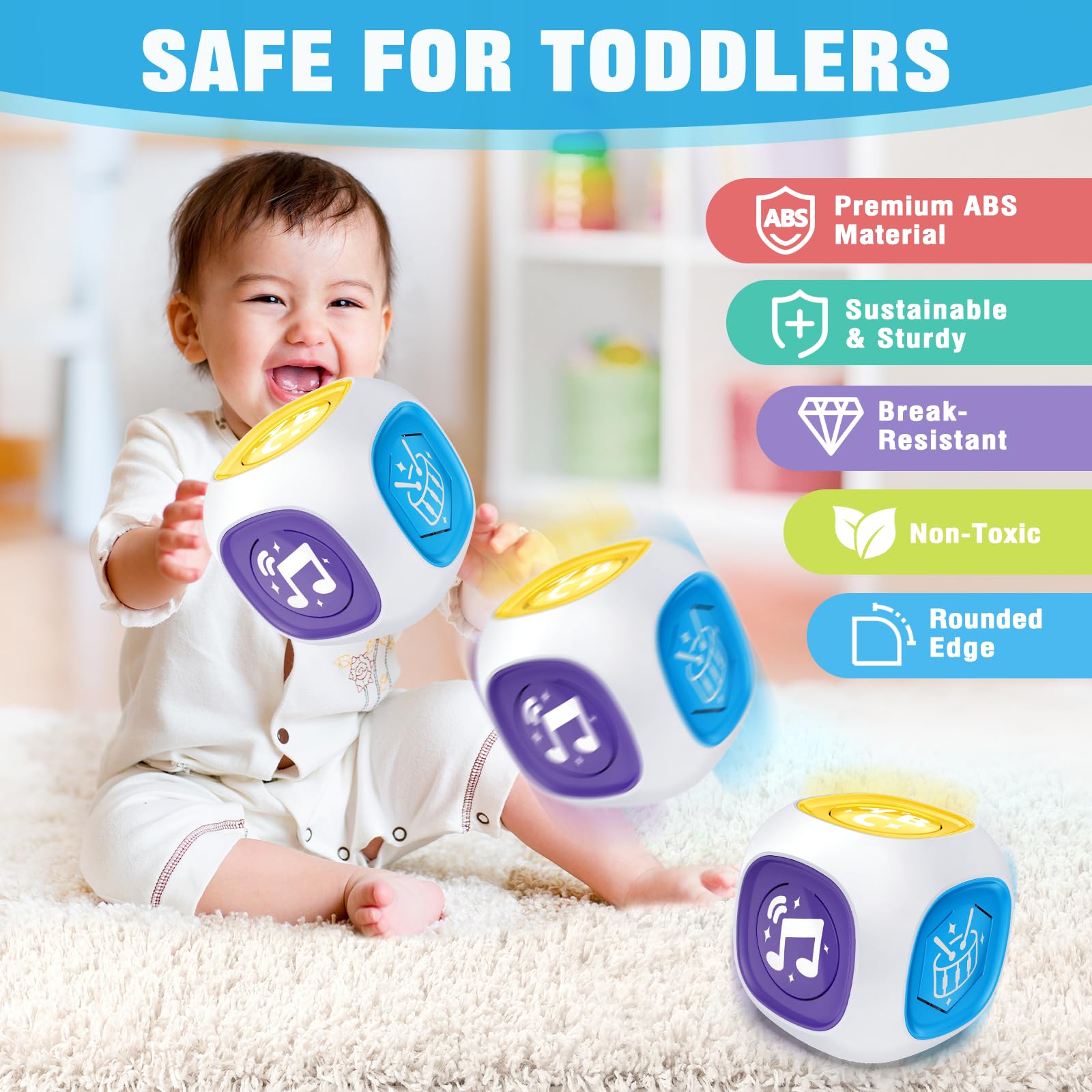 Bilingual Learning Cube Toy for Toddlers 1-2 Years - Musical & Light Up Baby Gift for Christmas & Birthdays
