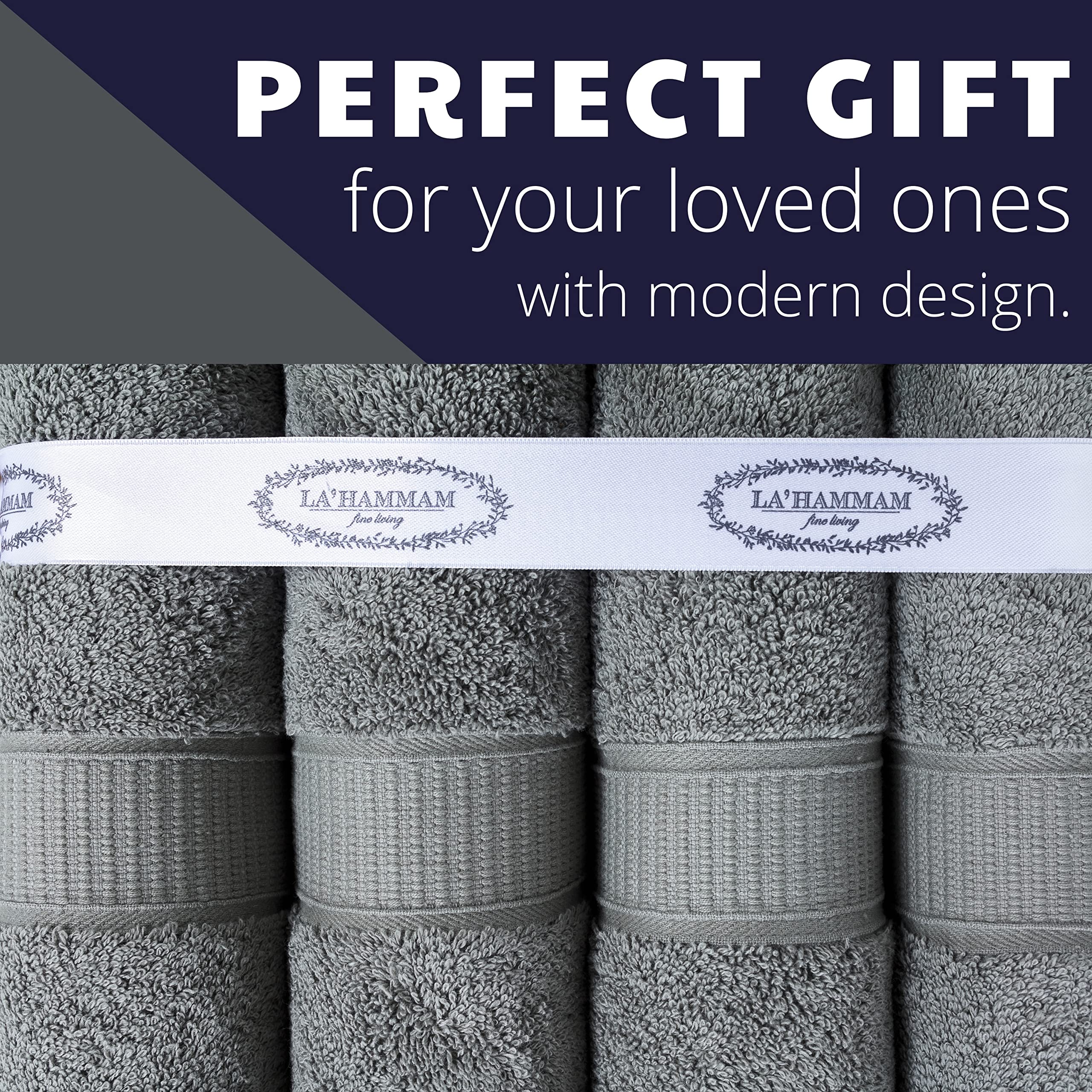 Personalized Monogrammed Towels - 2 Pack Luxury 100% Turkish Cotton Washcloths for Bath, Spa, Gym & Travel | Soft Absorbent Face & Body Towels for Adults & Baby | Perfect for Bathroom, Kitchen, Hotel & College Dorm (Grey)