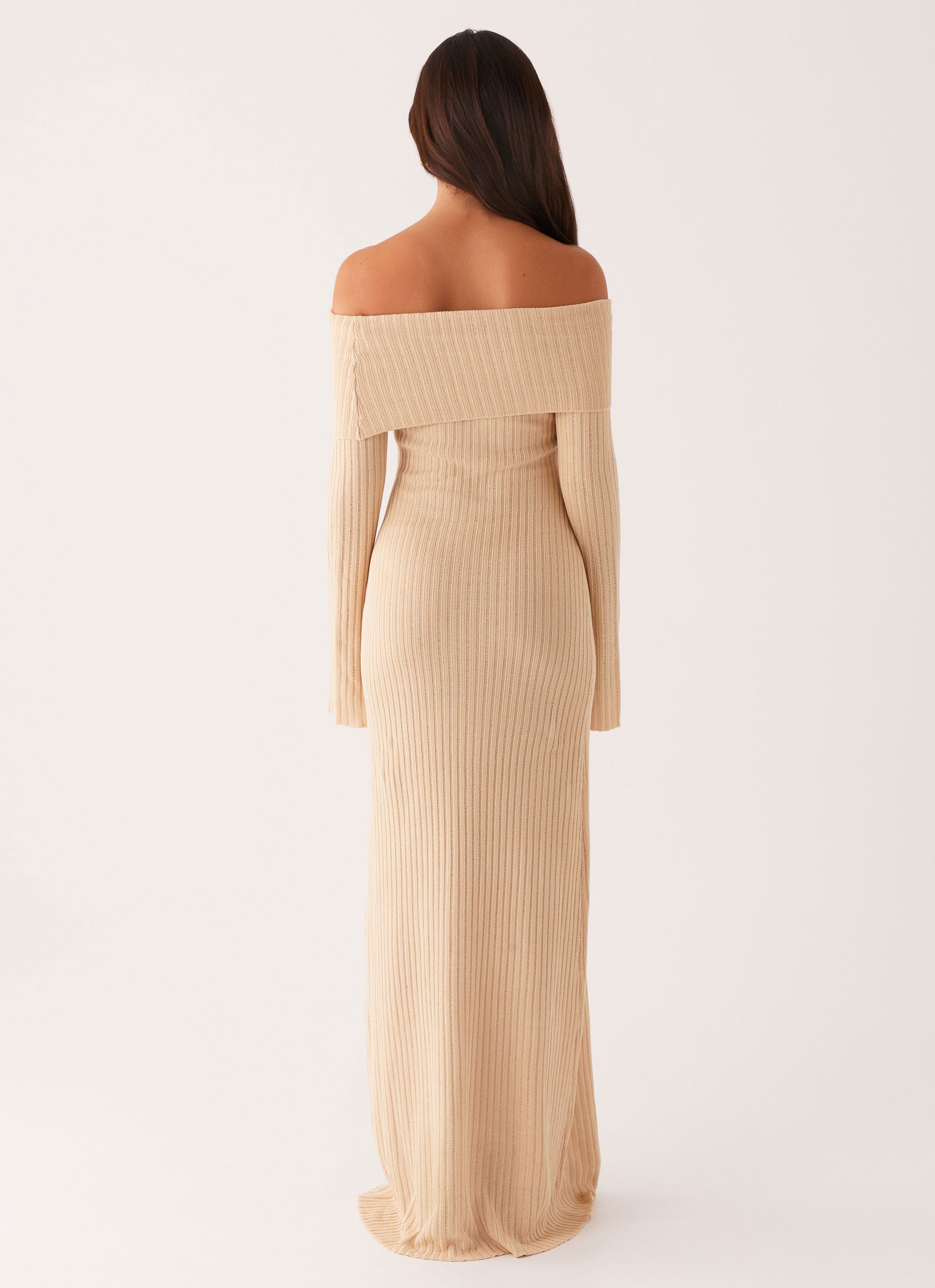 Elegant Jacqueline Knit Maxi Dress in Beige - Perfect for Casual Outings, Beach Vacations & Summer Weddings