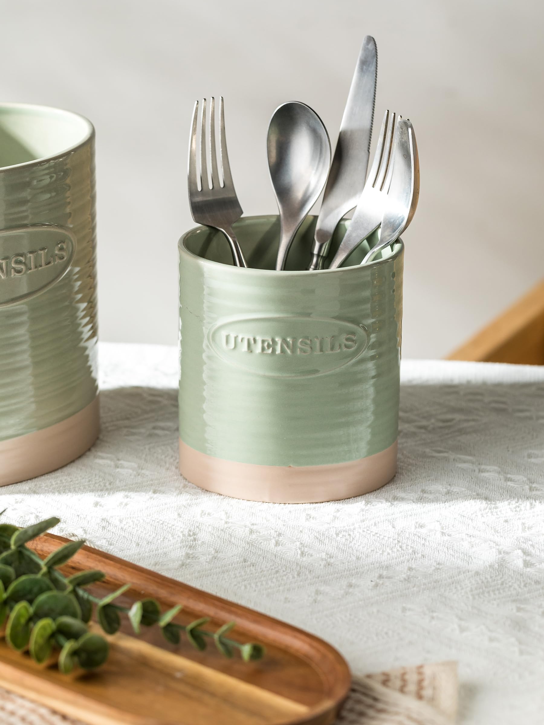 YHOSSEUN Ceramic Kitchen Utensil Holder Set of 2 - 6.7