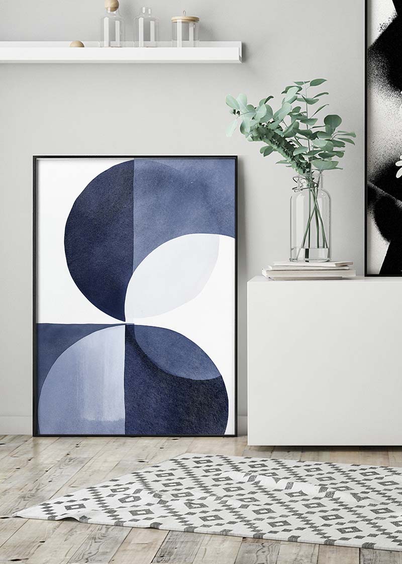 Boho Abstract Blue Area Rug - Soft and Stylish Bohemian Rug for Living Room, Bedroom, or Dorm Decor - Perfect for Home, Office, and Apartment Flooring