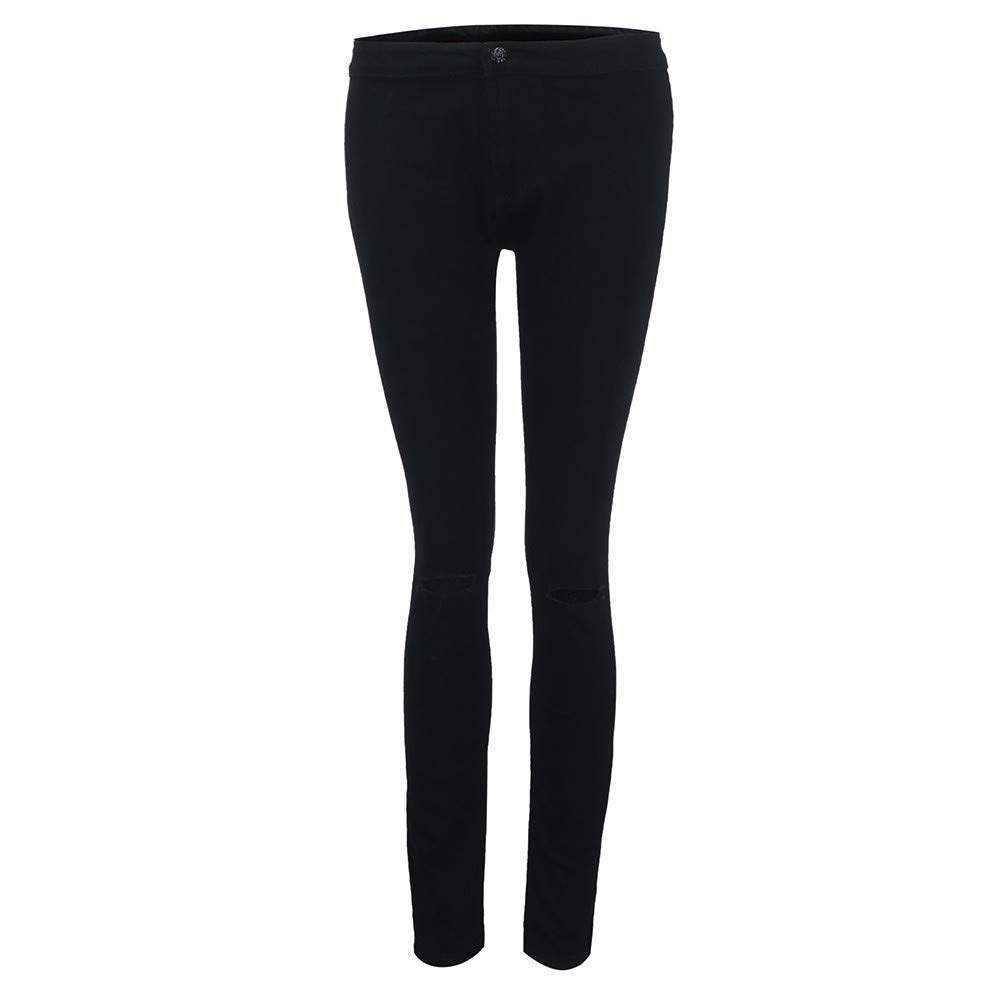 **Women's High Waist Stretch Jeans Leggings - Skinny Slim Fit Elastic Denim Pants with Zipper Details, Black XXL - Perfect for Casual Wear, Work & Everyday Outfits**