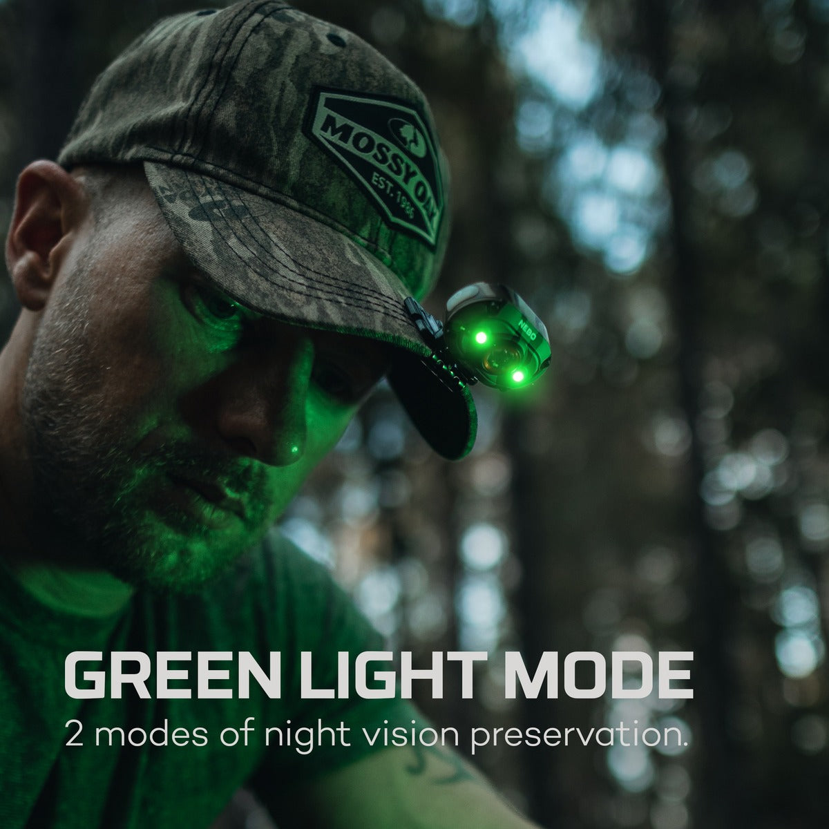 Nebo Mycro 400 Lumen Rechargeable LED Headlamp - Mossy Oak BottomLand Camo - Hands-Free Light for Camping, Hiking, Fishing & Outdoor Adventures
