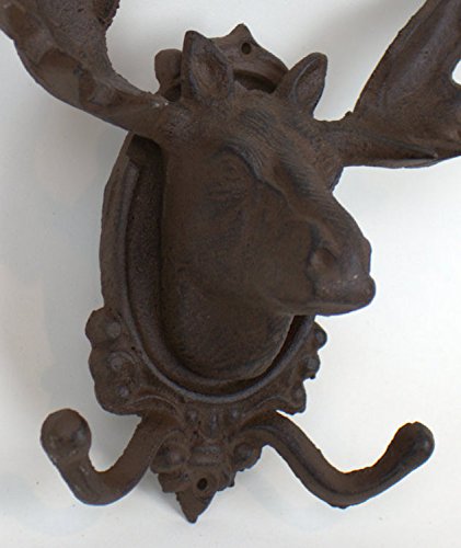 Sturdy Cast Iron Moose Coat Hook - Rustic Wall Mounted Hanger for Jackets, Hats & Bags - Perfect for Entryway, Mudroom & Cabin Decor