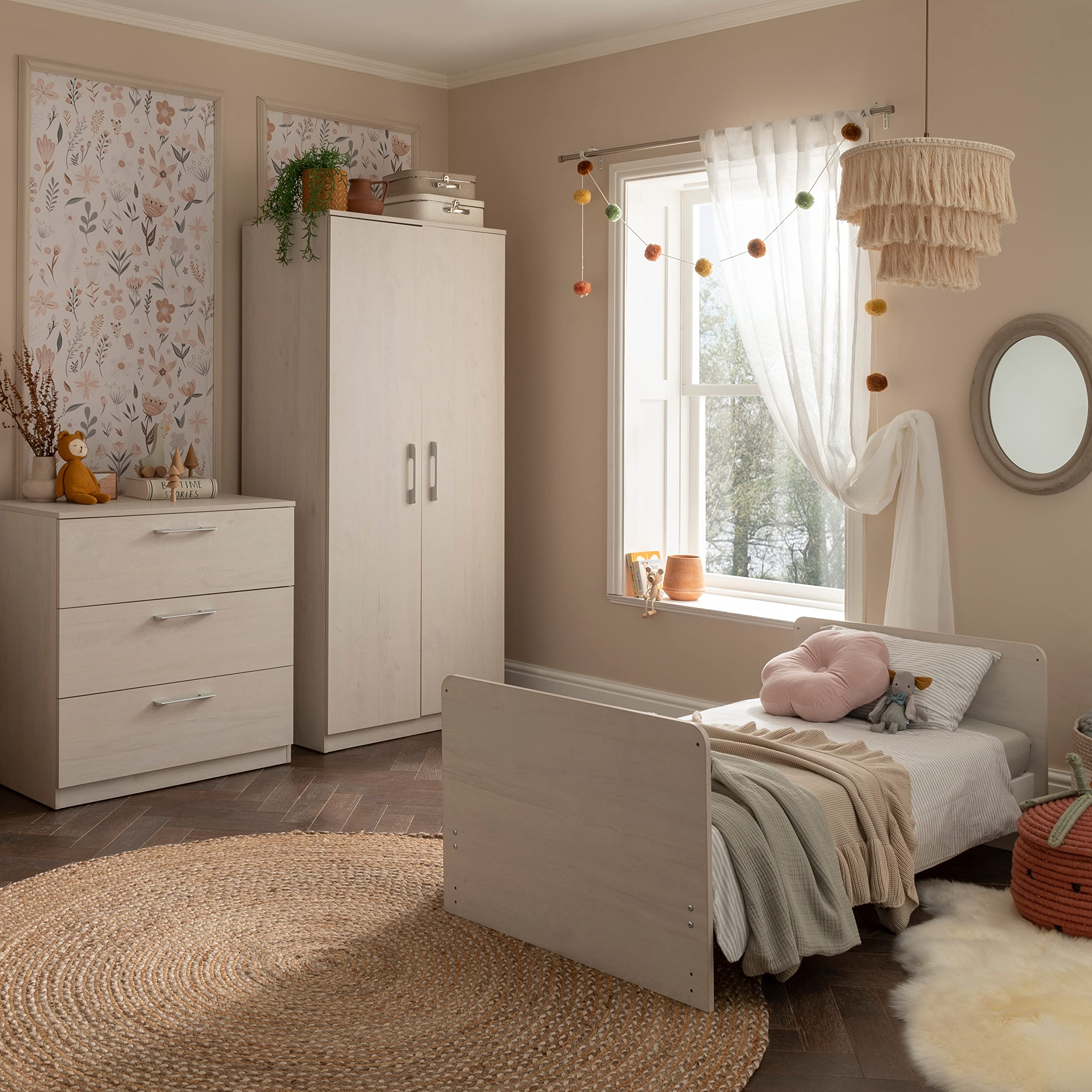 Freya Baby Changing Table with 3 Drawers - 2-in-1 Nursery Dresser & Diaper Changing Station - White Changing Table with Silver Handles - Perfect for Baby Rooms & Nursery Organization - Space-Saving Baby Changing Dresser for Newborn Essentials Storage