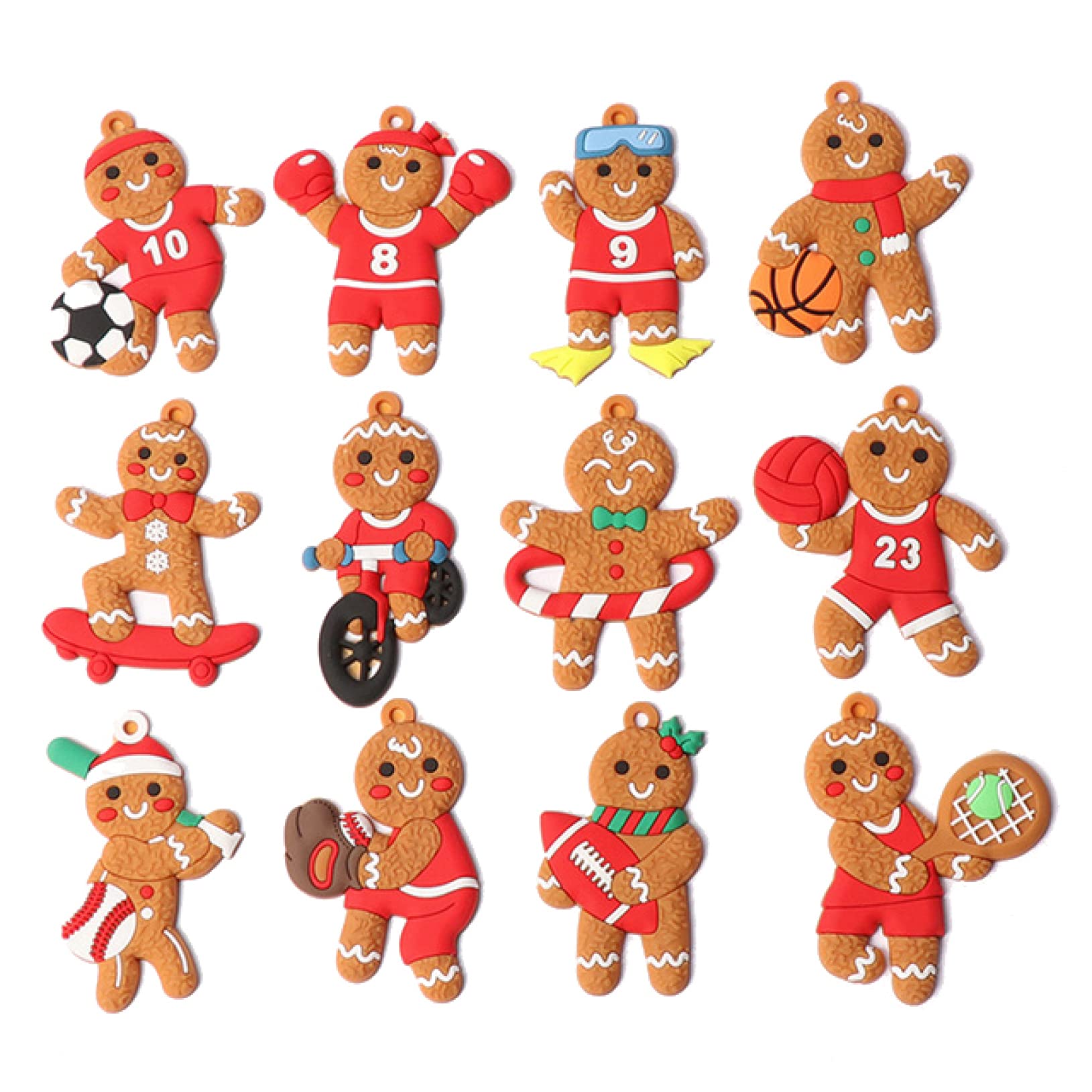 12Pcs Gingerbread Man Christmas Tree Ornaments - Hanging Decorations for Xmas Party, Home Decor, Kids Gift (Perfect for Holiday Tree Decorating & Festive Party Supplies)