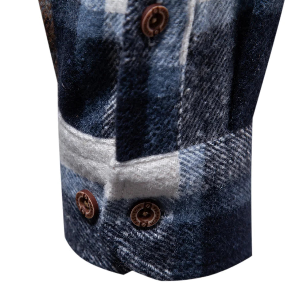 Men's Thick Flannel Plaid Shirt - Winter Warm Casual Button Down Shirt with Double Pockets | Perfect for Layering Under Jackets, Outdoor Activities & Office Wear