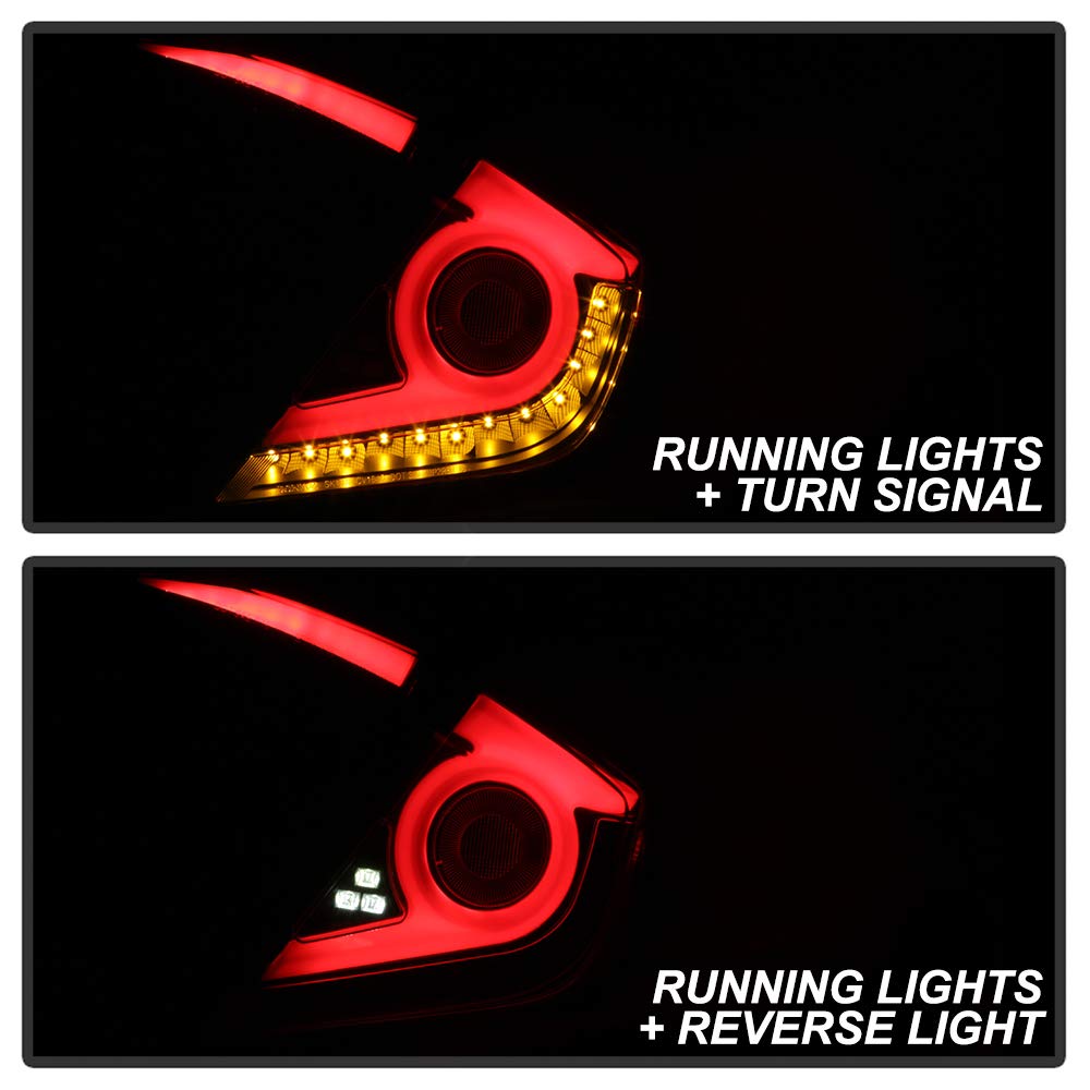ACANII Black Housing Smoked Lens LED Tail Lights for 2016-2021 Honda Civic Sedan - Shuriken Shape Design, High Visibility Brake Lamps | Perfect for Night Driving & Car Customization