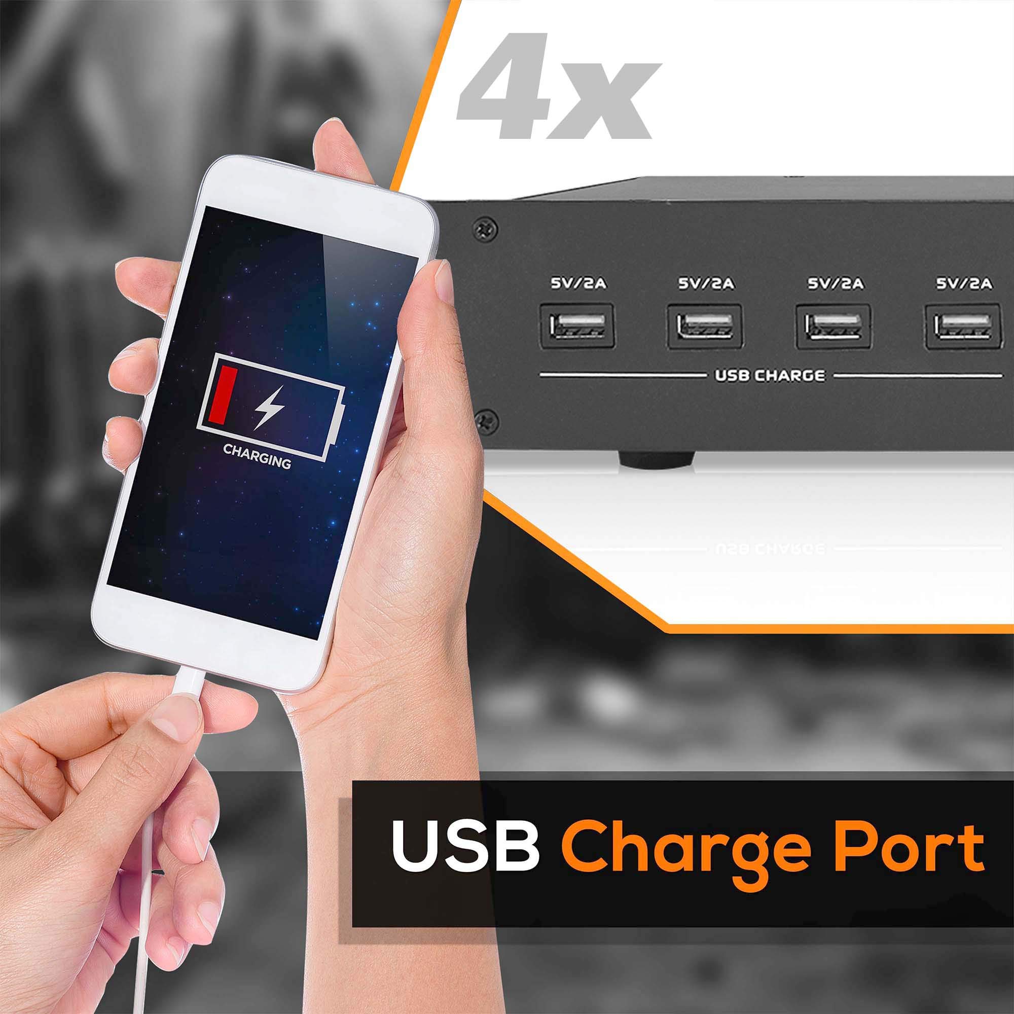 Pyle PDU Power Strip Surge Protector - 150 Joule 8 Outlet Heavy Duty Extension Cord with 8 Front Switch & 4 USB Ports, Rack Mount Power Outlet for Home Office, Server Room & Entertainment Center