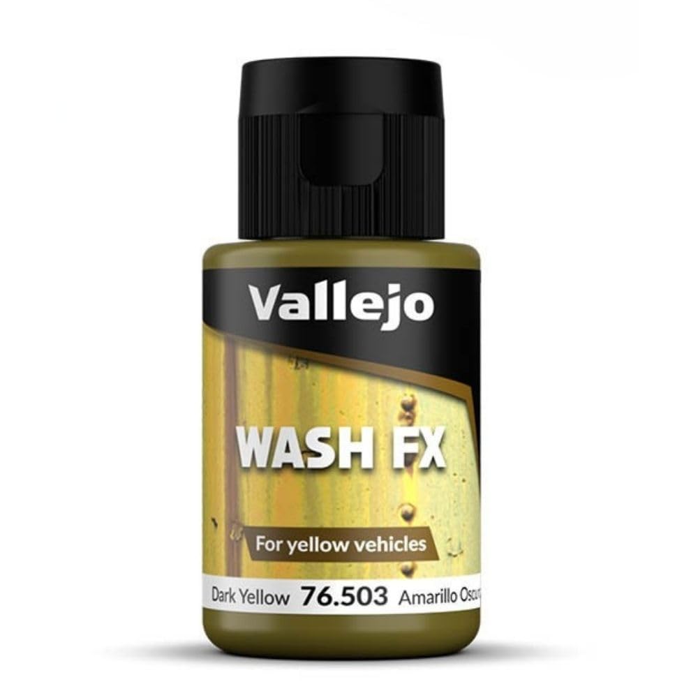 Vallejo Dark Yellow Wash FX 35ml for Vehicles | Airbrush & Brush Use