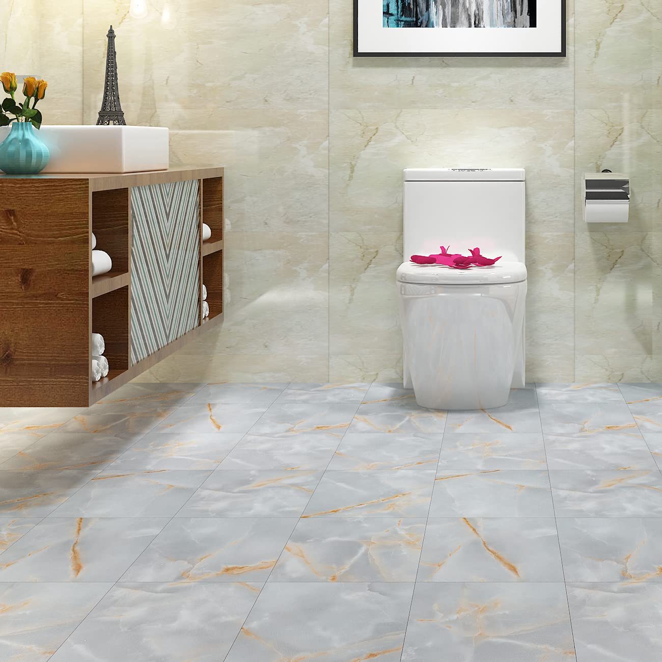 FunStick Marble Peel and Stick Floor Tile - 12