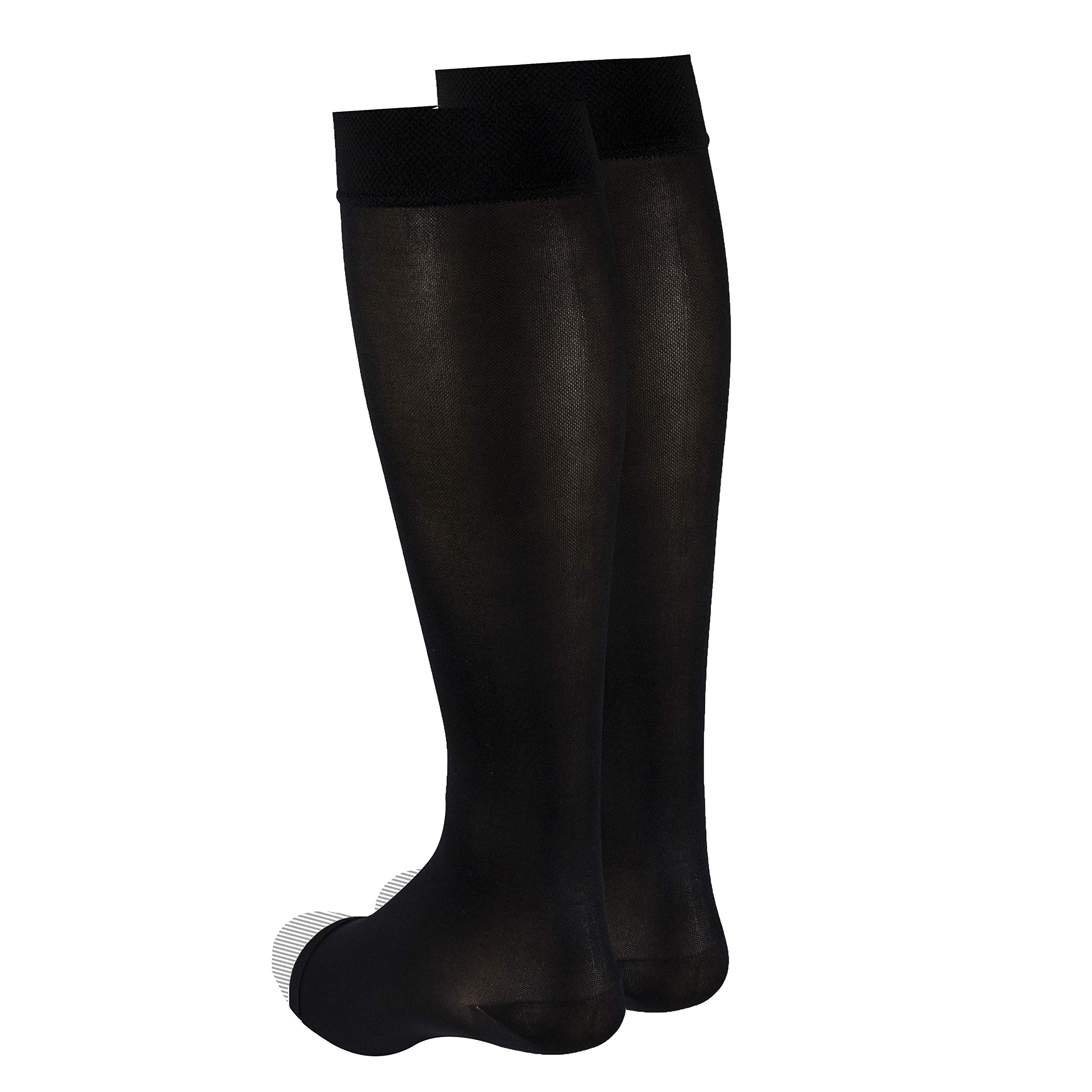 Truform Women's Knee High Open Toe Compression Stockings 15-20 mmHg - Opaque Black Small - Medical Support Socks for Varicose Veins, Swelling & Circulation - Perfect for Nurses, Travel & Pregnancy