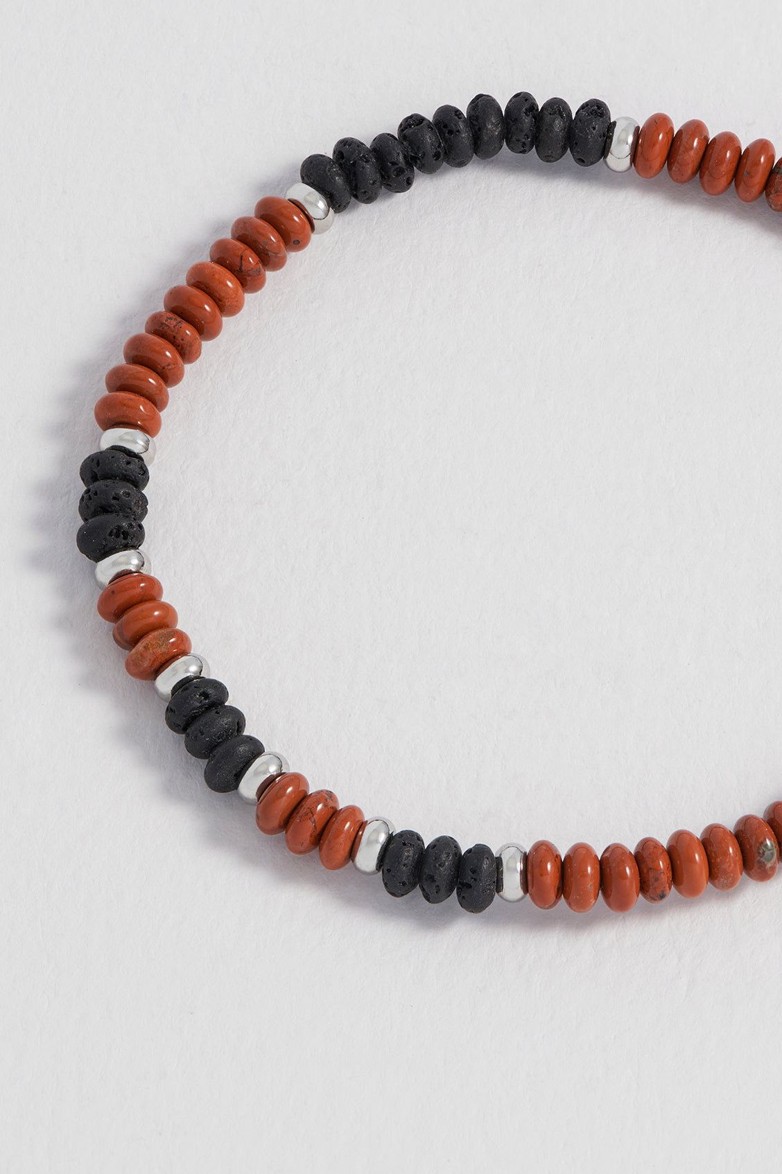 Men's Stretch Disc Bracelet with Genuine Gemstones - Adjustable Beaded Wristband for Casual Wear, Yoga & Meditation