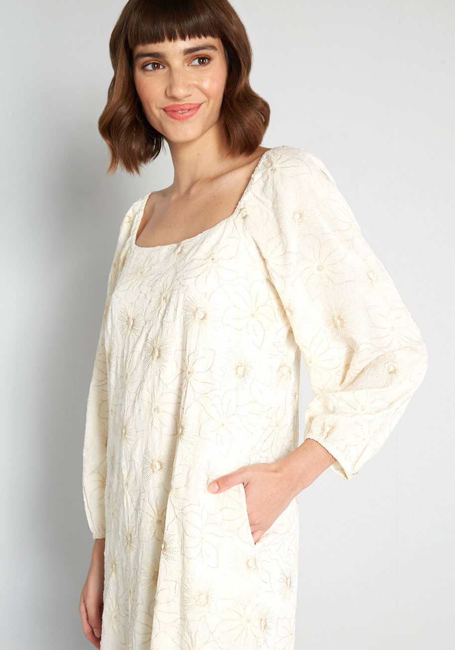 Follow Your Bliss Embroidered Mini Dress - Floral Summer Casual Dress for Women | Perfect for Beach Vacations, Date Nights & Brunch Outings