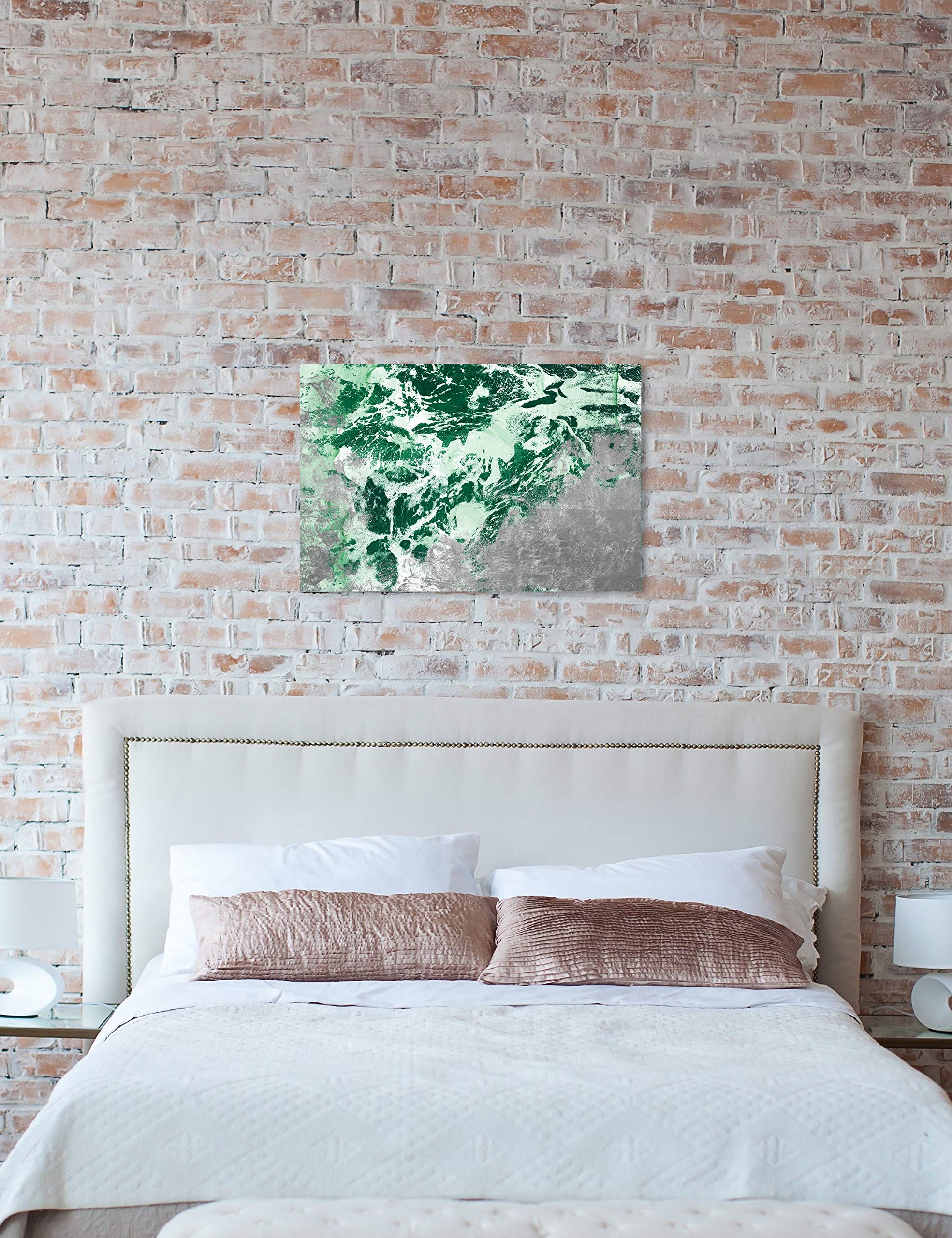 Abstract Wall Art Canvas Print 'Dreams of The Sea' - 36x24 Inch Coastal Home Decor in Green & Gray | Perfect for Living Room, Bedroom or Office Wall Decor