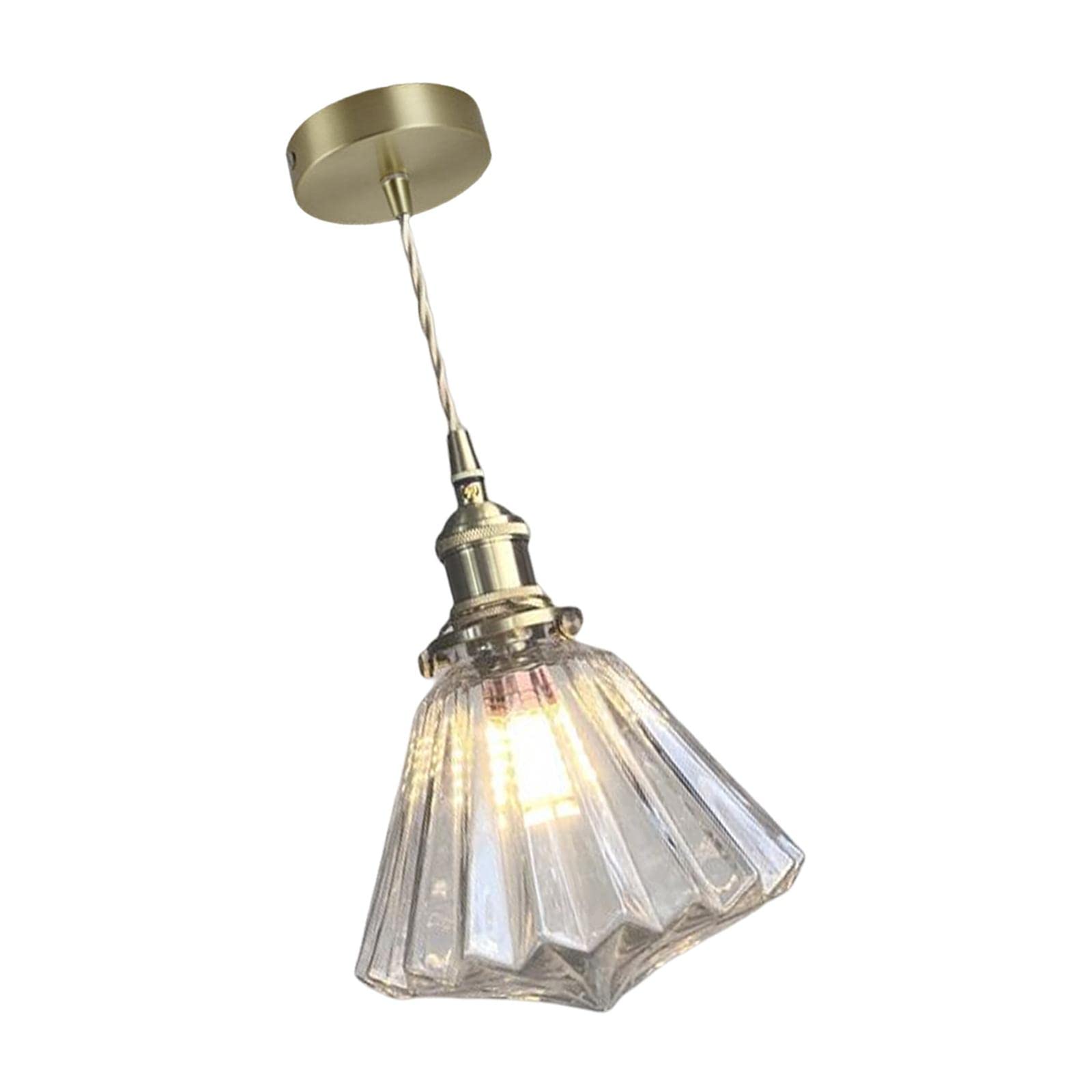 Fenteer Modern Brass Ceiling Pendant Light - Contemporary Transitional Single Hanging Chandelier for Kitchen Island, Dining Room, Hallway & Office - Transparent Glass Shade | Perfect for Farmhouse, Industrial & Modern Home Decor