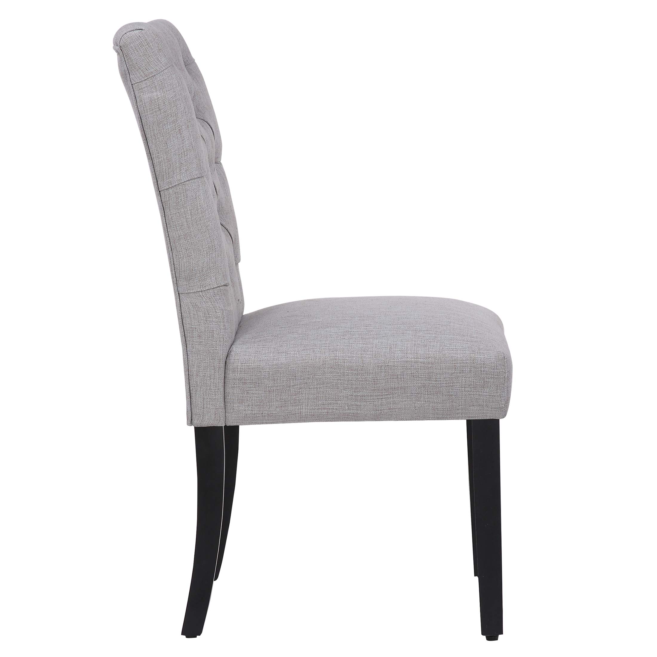 WestinTrends Hayes Tufted Dining Chairs - Linen Upholstered Kitchen & Dining Table Chairs with Solid Wood Legs in Gray | Perfect for Modern Farmhouse, Restaurant Style & Home Decor