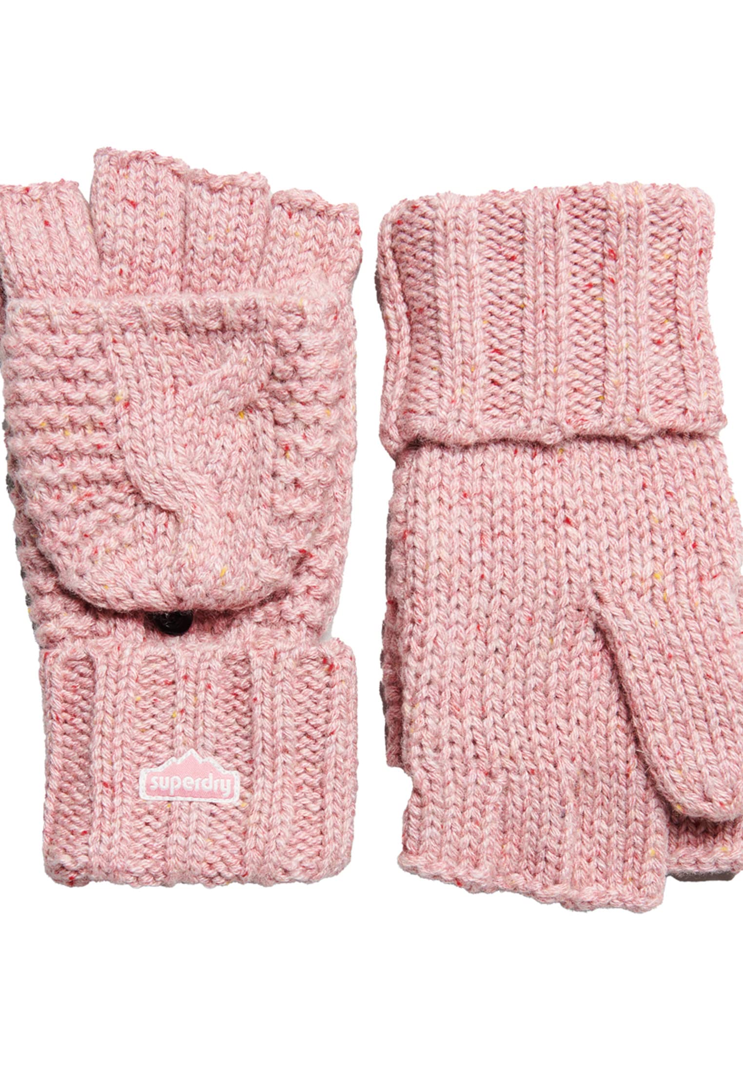 Superdry Vintage Cable Knit Gloves for Women - Soft Rose Tweed Winter Gloves, Warm & Stylish for Cold Weather, Outdoor Activities & Fashion Accessories