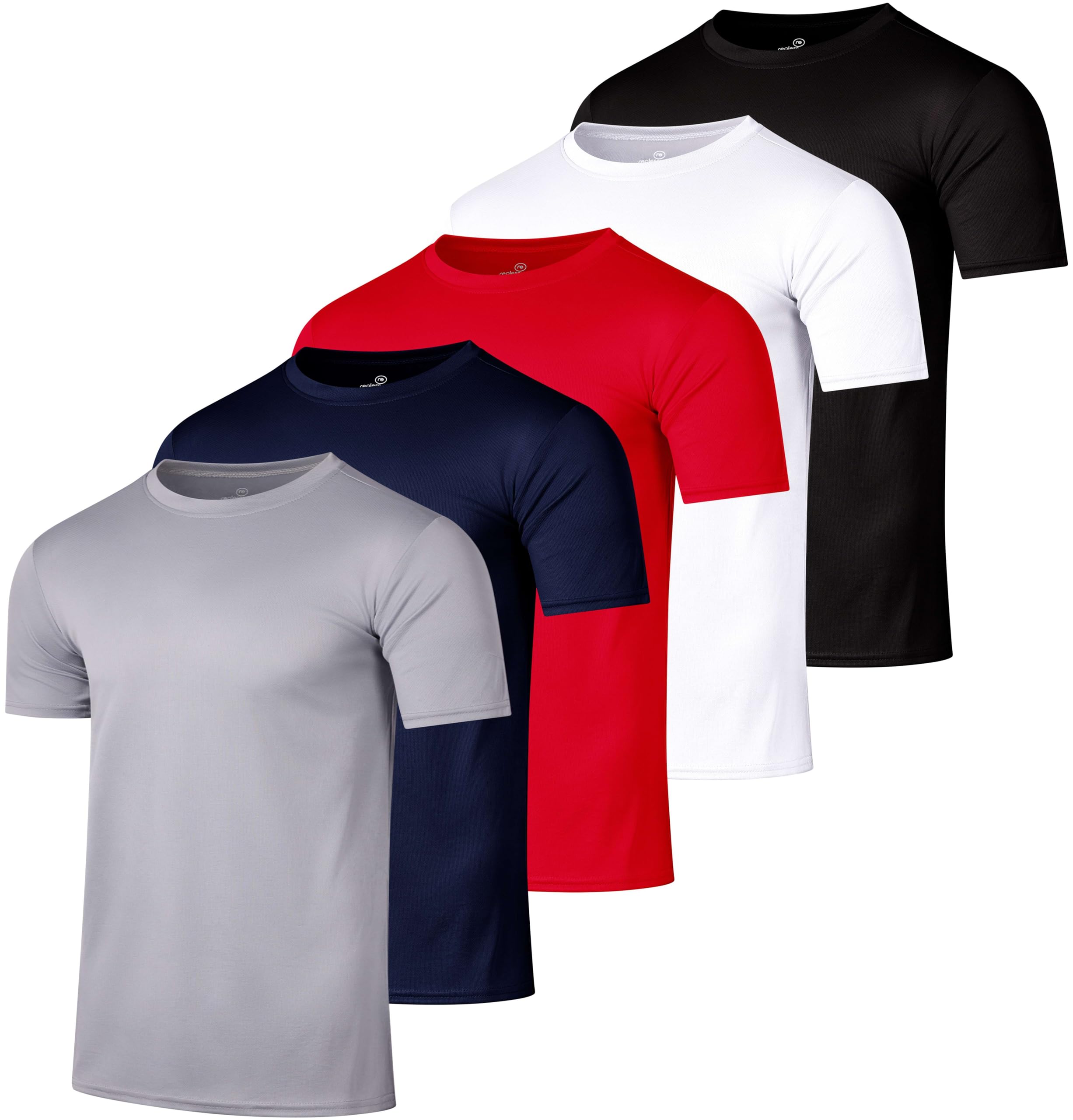Real Essentials 5-Pack Men's Quick-Dry Athletic T-Shirts - Moisture-Wicking Activewear Crew Neck Tees for Gym, Running & Workouts (Big & Tall Sizes Available) | Perfect for Sports, Training & Casual Wear