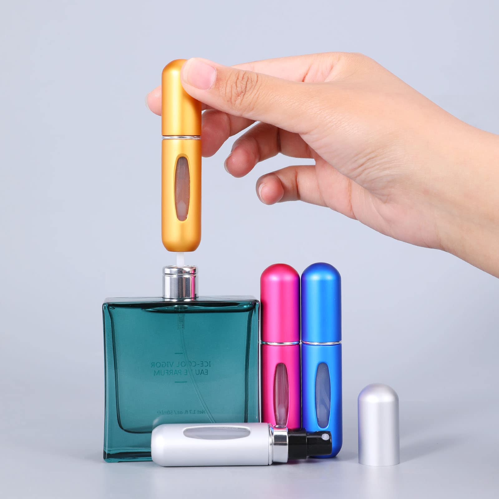 UMETASS 5-Pack 0.2oz Perfume Atomizer Bottles - Portable Refillable Travel Spray Bottles for Fragrance, Essential Oils & Cosmetics | Leakproof Mini Pump Bottles Perfect for Gym, Travel, Purse & Everyday Carry