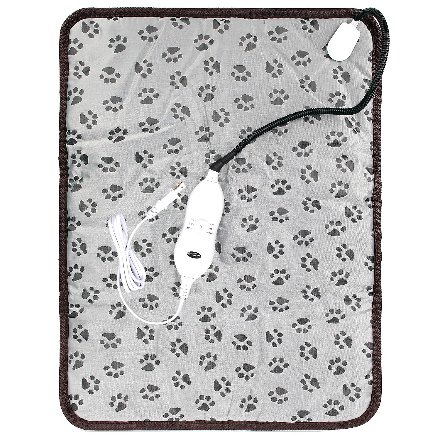 Dog Heating Pad - Adjustable Temperature Heated Pet Bed for Dogs & Cats, Waterproof Electric Warming Mat with Chew-Resistant Cord (25.6''x19.7'', Grey) - Perfect for Cold Weather, Arthritis Relief & Indoor/Outdoor Use