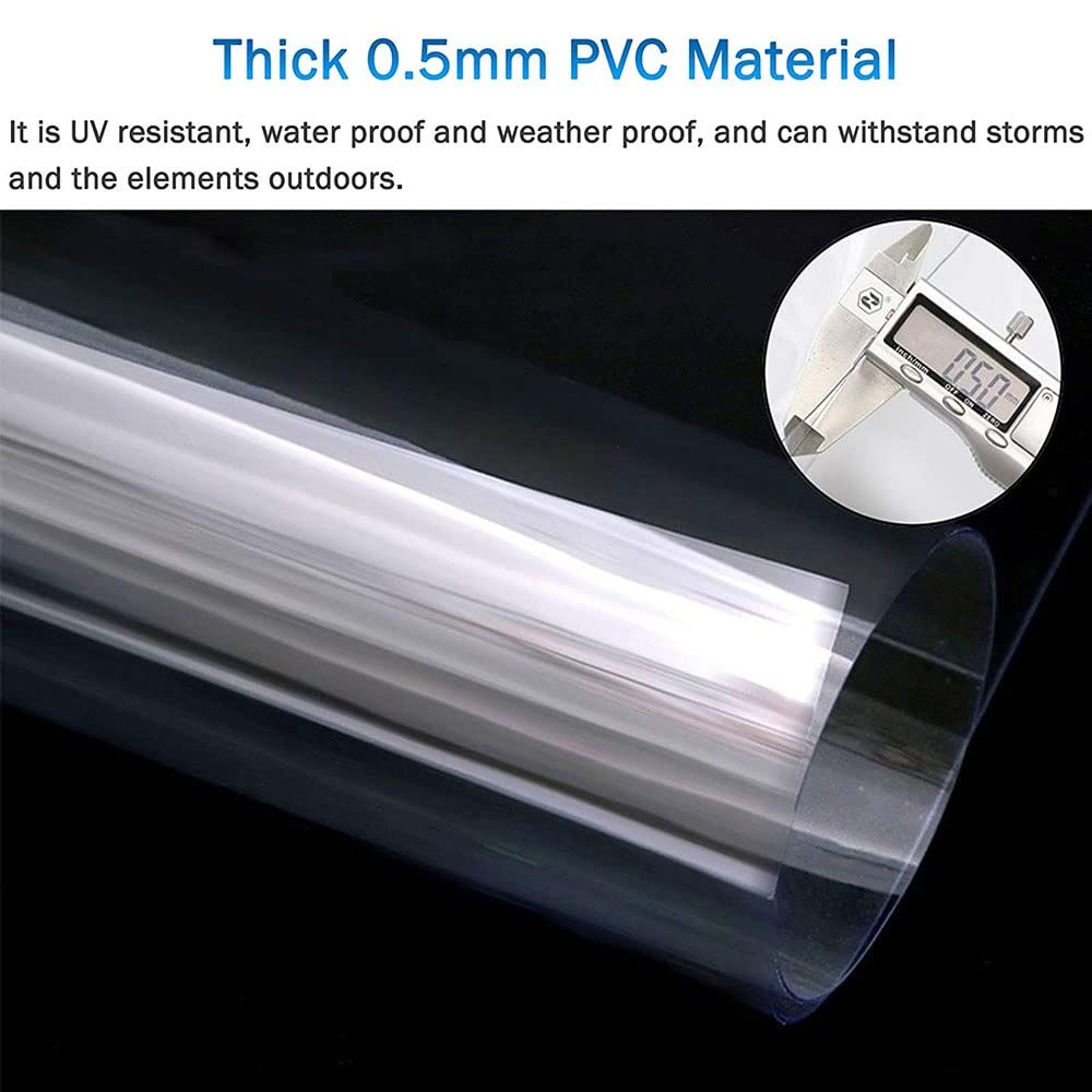 Retractable Manual Roller Shades - Clear 90x180cm Outdoor Sun Blinds & Rain Curtains for Pavilions, Gardens, Patios - UV Protection & Weather Resistant for Home & Commercial Use