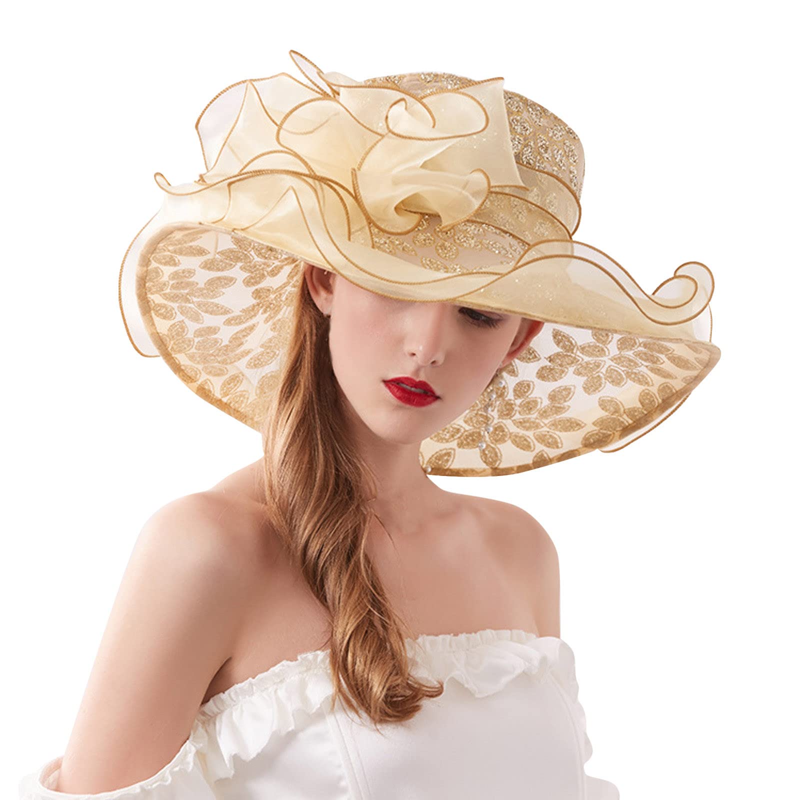 Women's Wide Brim Sun Hat for Summer - Floral Beach Hat with UPF Protection for Travel, Bridal Shower & Outdoor Activities | Perfect for Vacations, Pool Parties and Garden Events