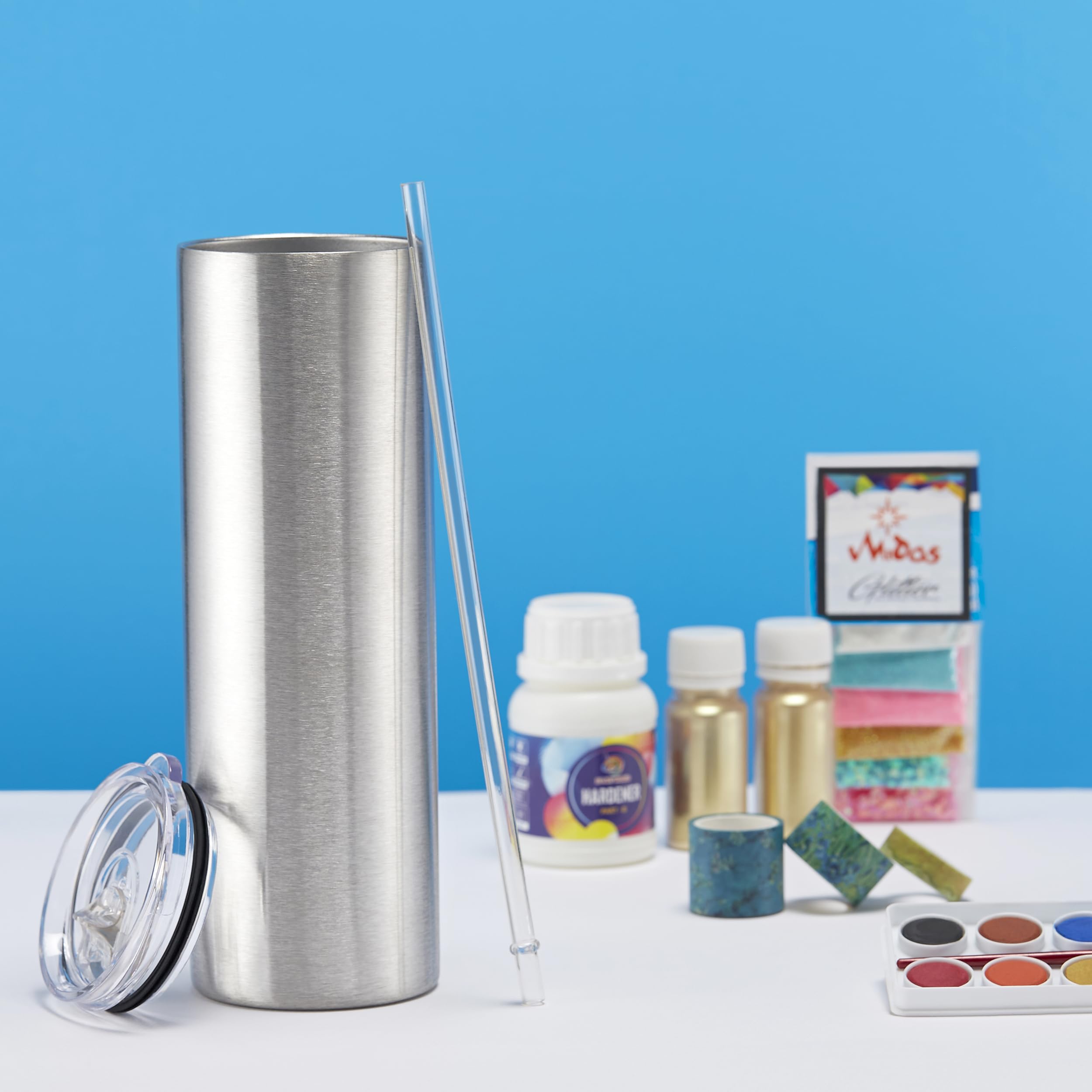 Makerflo Silver 30 oz Skinny Stainless Steel Tumbler with Lid & Straw - Bulk Pack of 25 - DIY Customizable Cup for Epoxy, UV DTF, Vinyl & Laser Engraving - Perfect for Personalized Gifts, Promotional Events & Craft Projects - Not for Sublimation