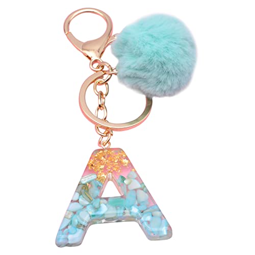 Letter Pendant Keychain - Yellow Ball Key Ring for Gifts & Organization