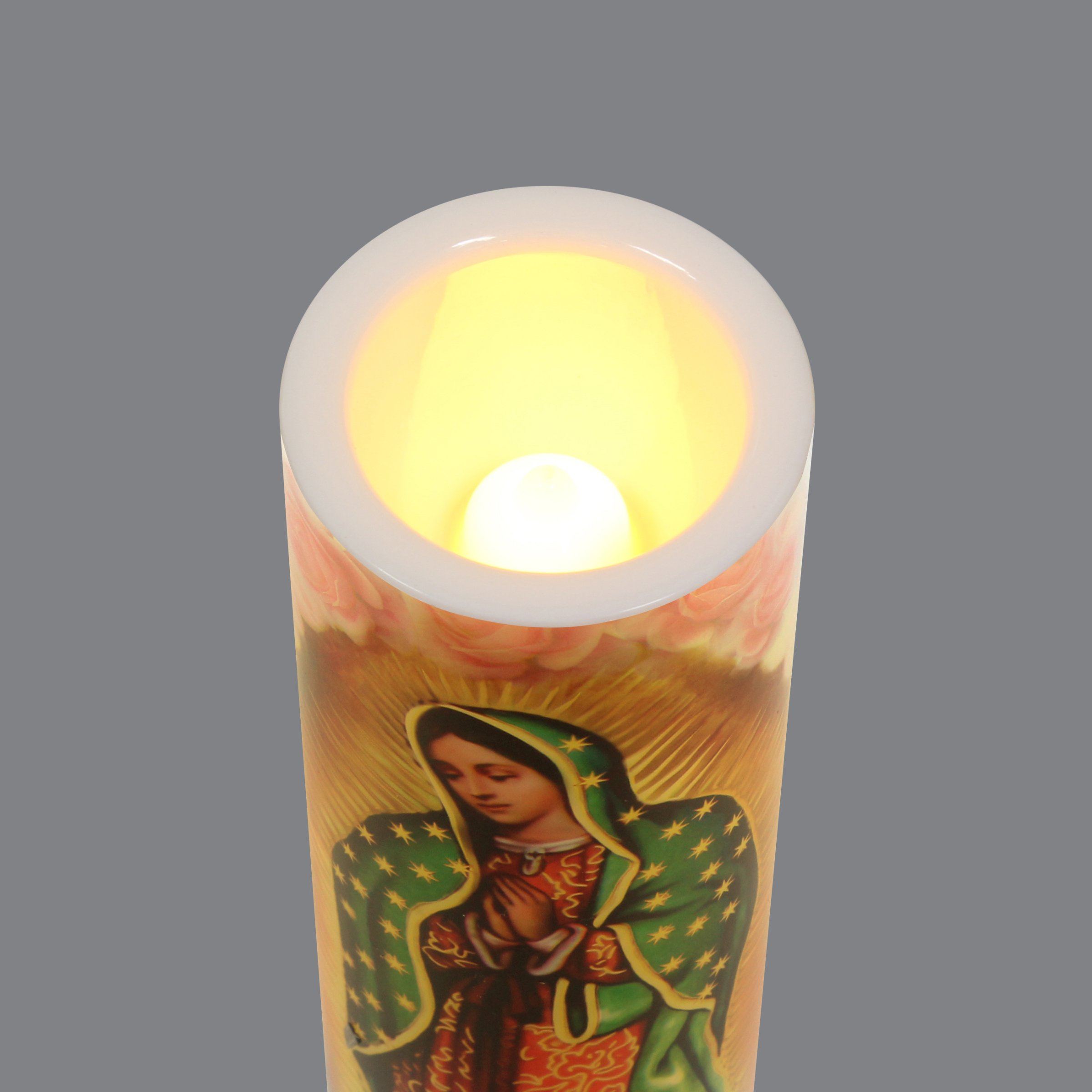 Lady of Guadalupe LED Flameless Prayer Candle - Religious Devotional Gift with 6-Hour Timer, Safe & Long-Lasting (8.19