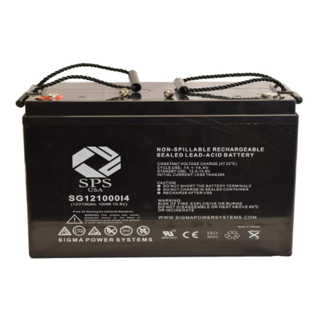 SPS Brand 12V 100Ah Deep Cycle AGM Replacement Battery for Crown Battery 12CE100 - Compatible with Forklifts, Golf Carts, and Solar Power Systems