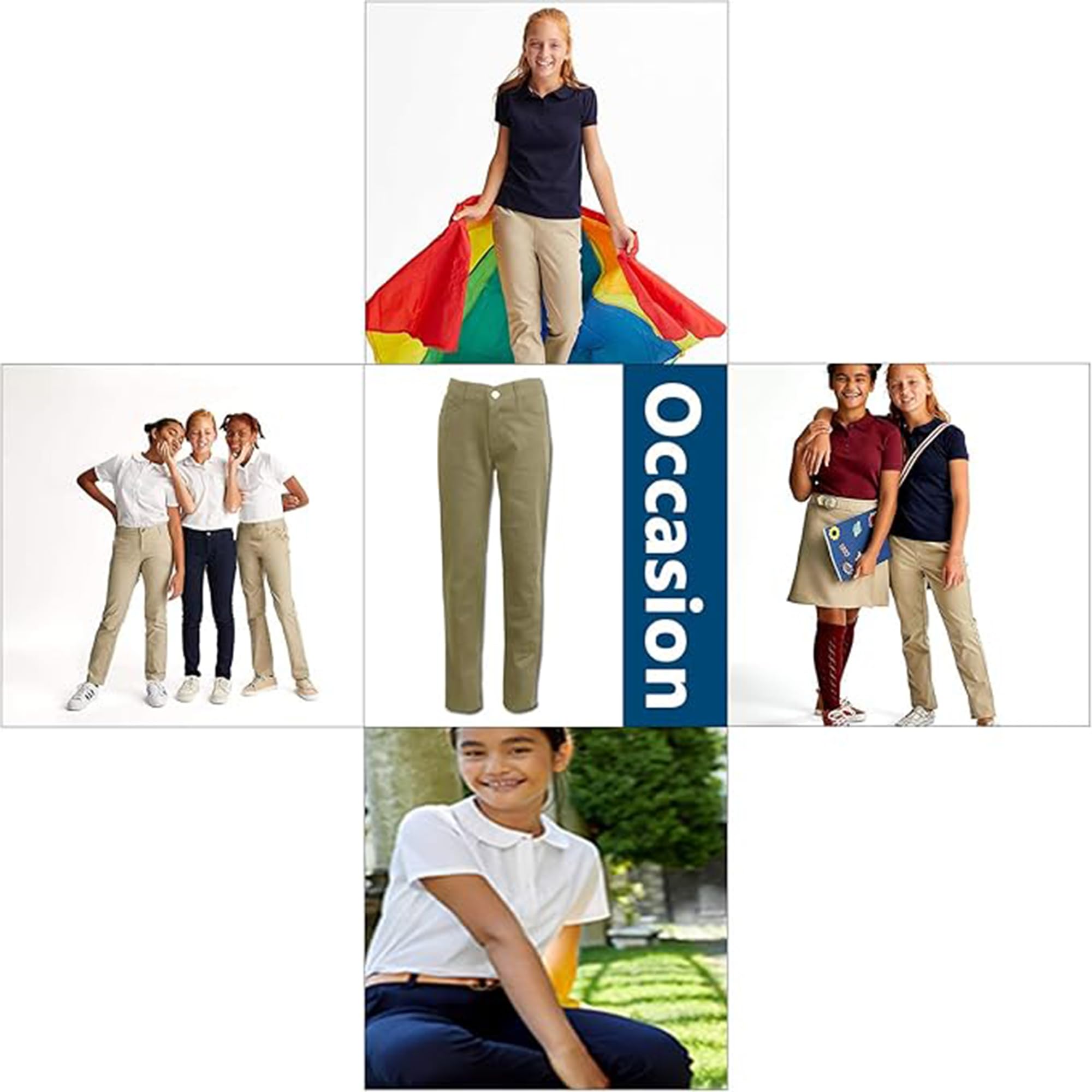 Girls' School Uniform Pencil Pants - Comfortable Stretch Fit for Everyday Wear - Perfect for School, Church & Special Occasions
