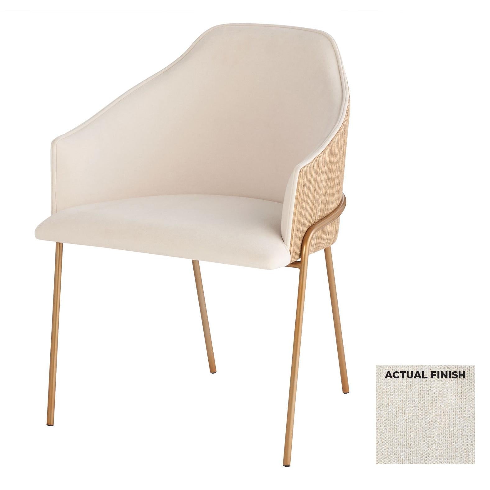 Cyan Design 11795 Menfis Dining Chair - Off White Chenille Basket Weave Upholstered Side Chair for Kitchen, Dining Room & Office (Model E 13241)
