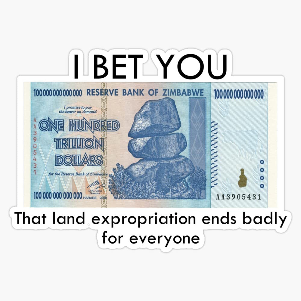Zimbabwe $100 Trillion Dollars Banknote Waterproof Vinyl Sticker - 5 Inch Decal for Cars, Laptops, Walls, Windows & Bumpers | Perfect for Collectors, Gag Gifts & Unique Decorations