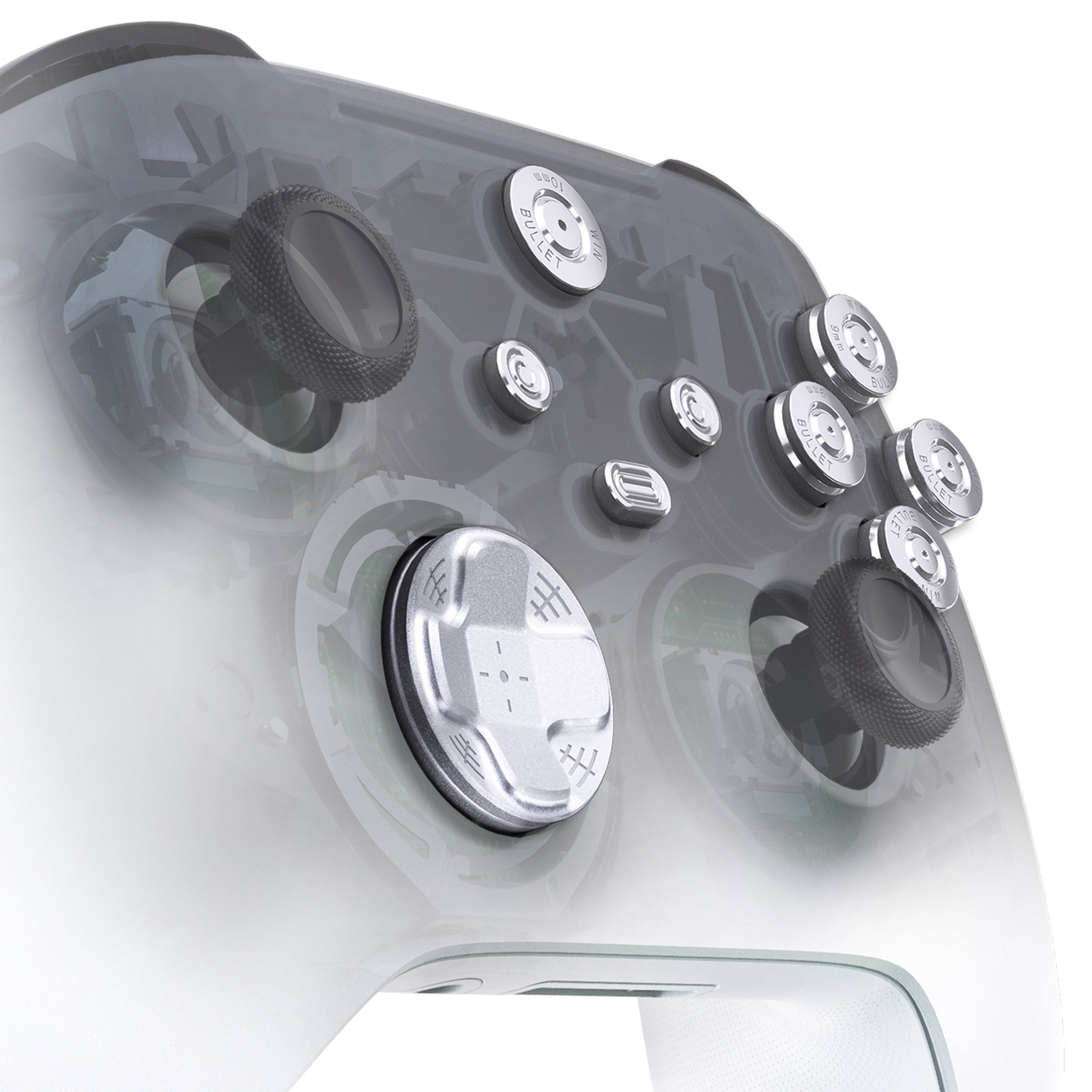eXtremeRate 9-in-1 Custom Gold Metal Buttons Kit for Xbox Series X/S Controller & Xbox Core Controller - Premium Silver Replacement Parts for Enhanced Gaming Experience