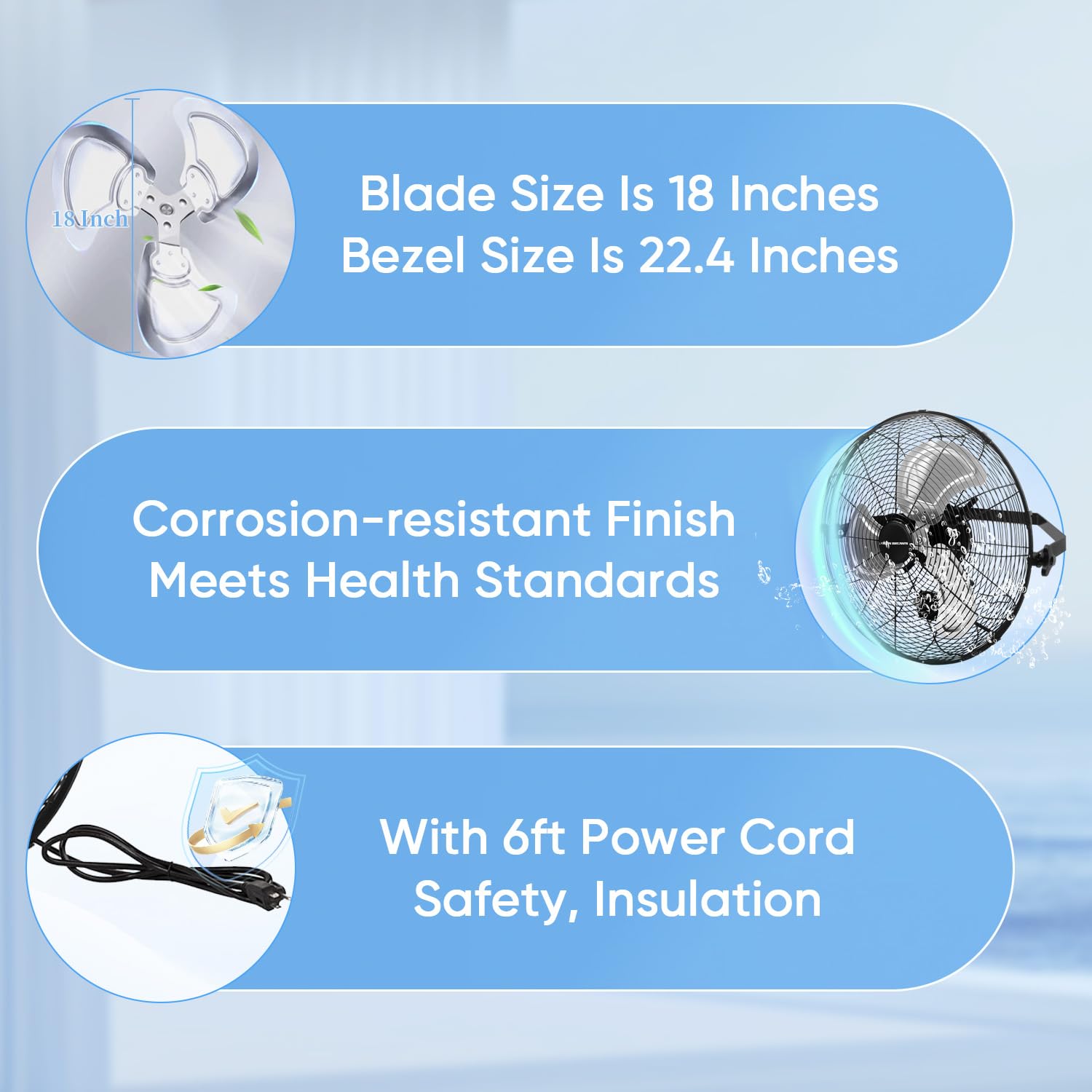 KEN BROWN 18 Inch Industrial Wall Mount Fan - 4300 CFM Heavy Duty Metal Fan with 3-Speed High Velocity & Oscillation - Perfect for Patios, Shops, Greenhouses, Garages, Commercial Spaces & Gazebos | Ideal for Cooling Large Areas, Ventilation & Air Circulation
