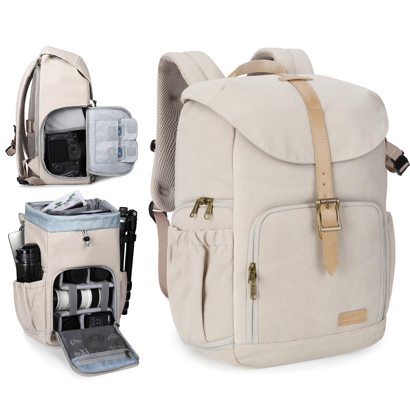 BAGSMAR DSLR Camera Backpack - Waterproof Anti-Theft Photography Bag with 15