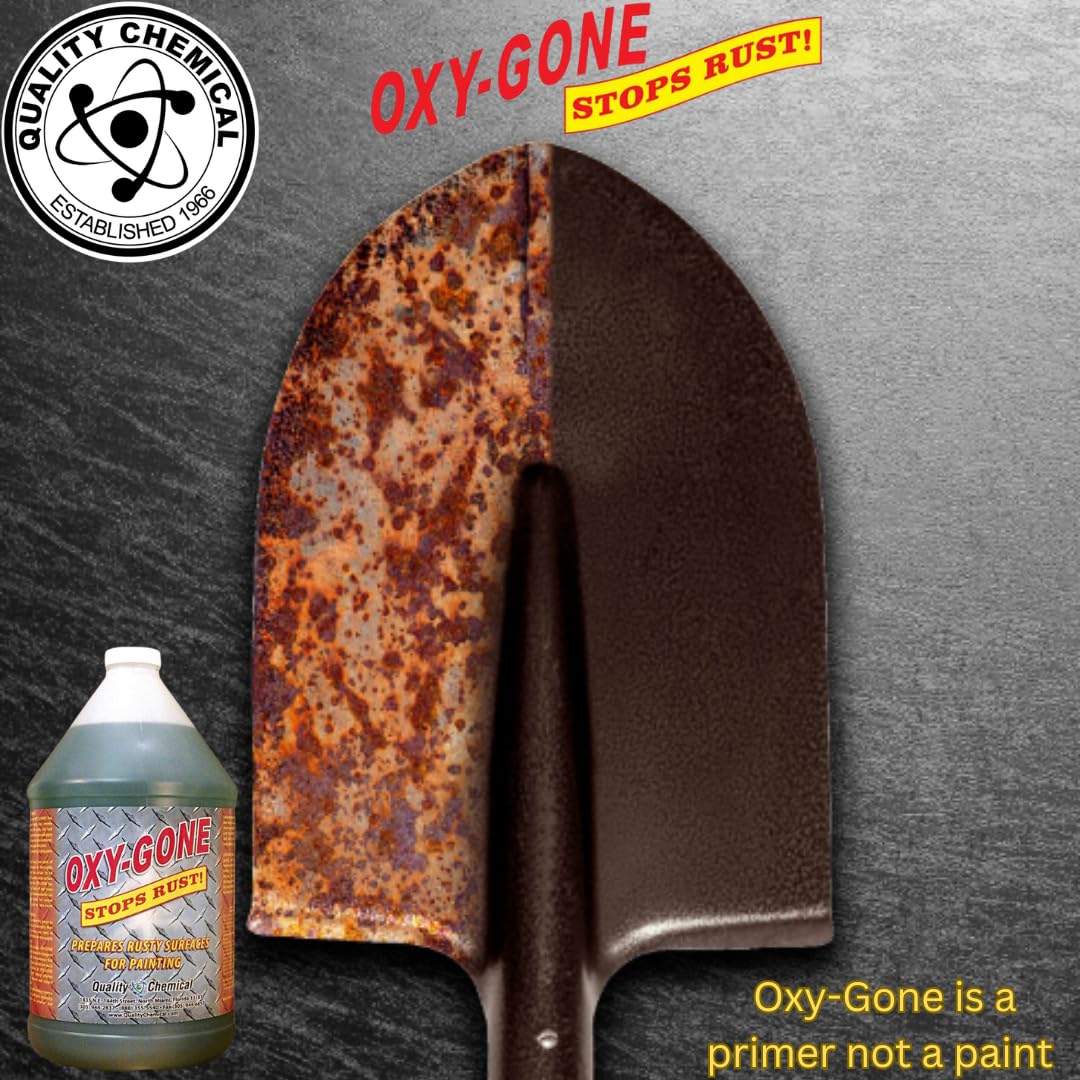Premium Oxy-Gone Rust Remover & Metal Treatment - Fast-Acting Rust Converter, Neutralizer & Reformer for Cars, Tools, Fences & Outdoor Equipment - 128 oz (4-Pack) - Ideal for Auto Repair, Metal Restoration & DIY Projects