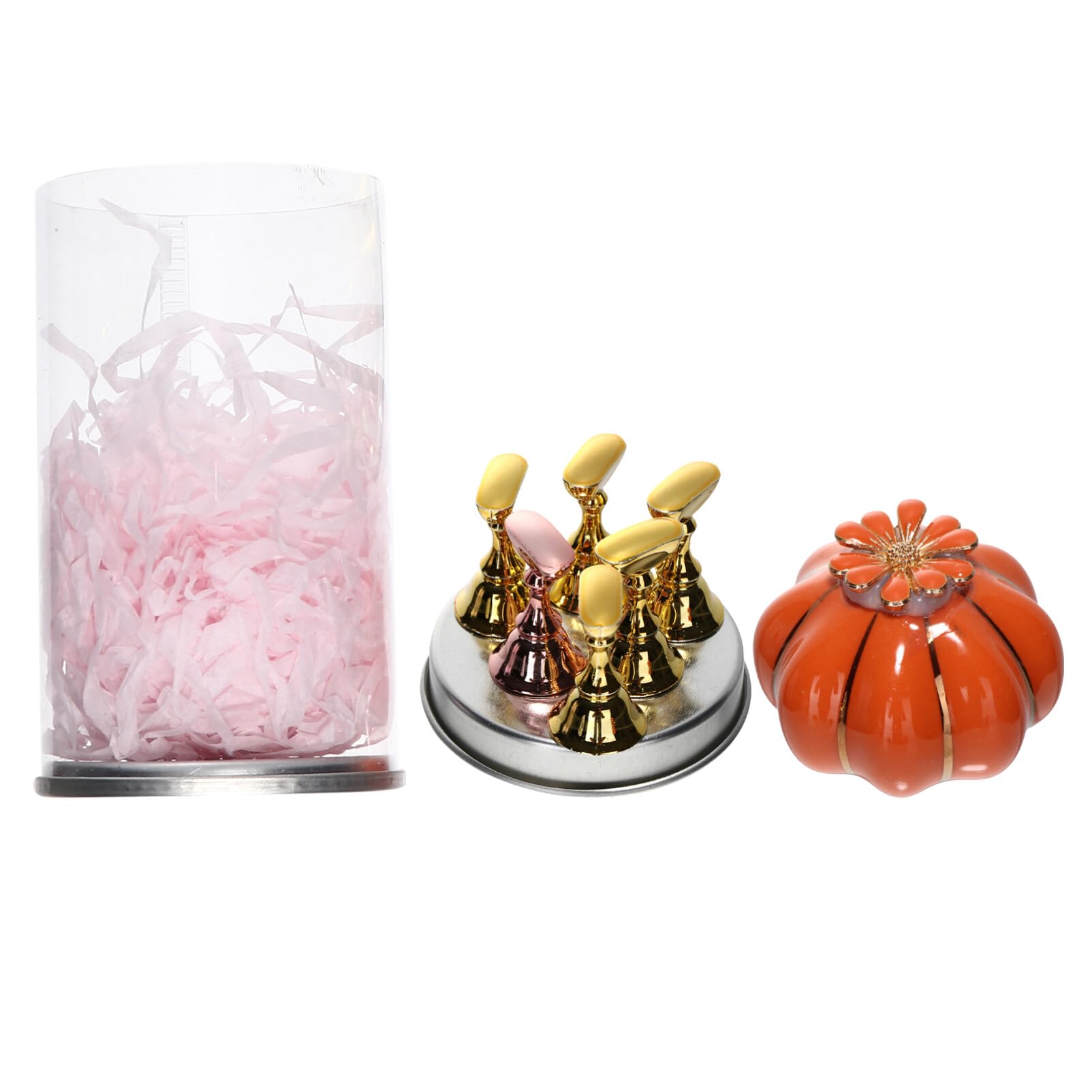 EXCLUZO 1 Set Fake Nail Holder - Nail Tip Practice Base Racks for Training & Display, Cute Pumpkin-Shaped Nail Stands - Perfect for Nail Salon Supplies & DIY Manicure Practice at Home or Professional Use