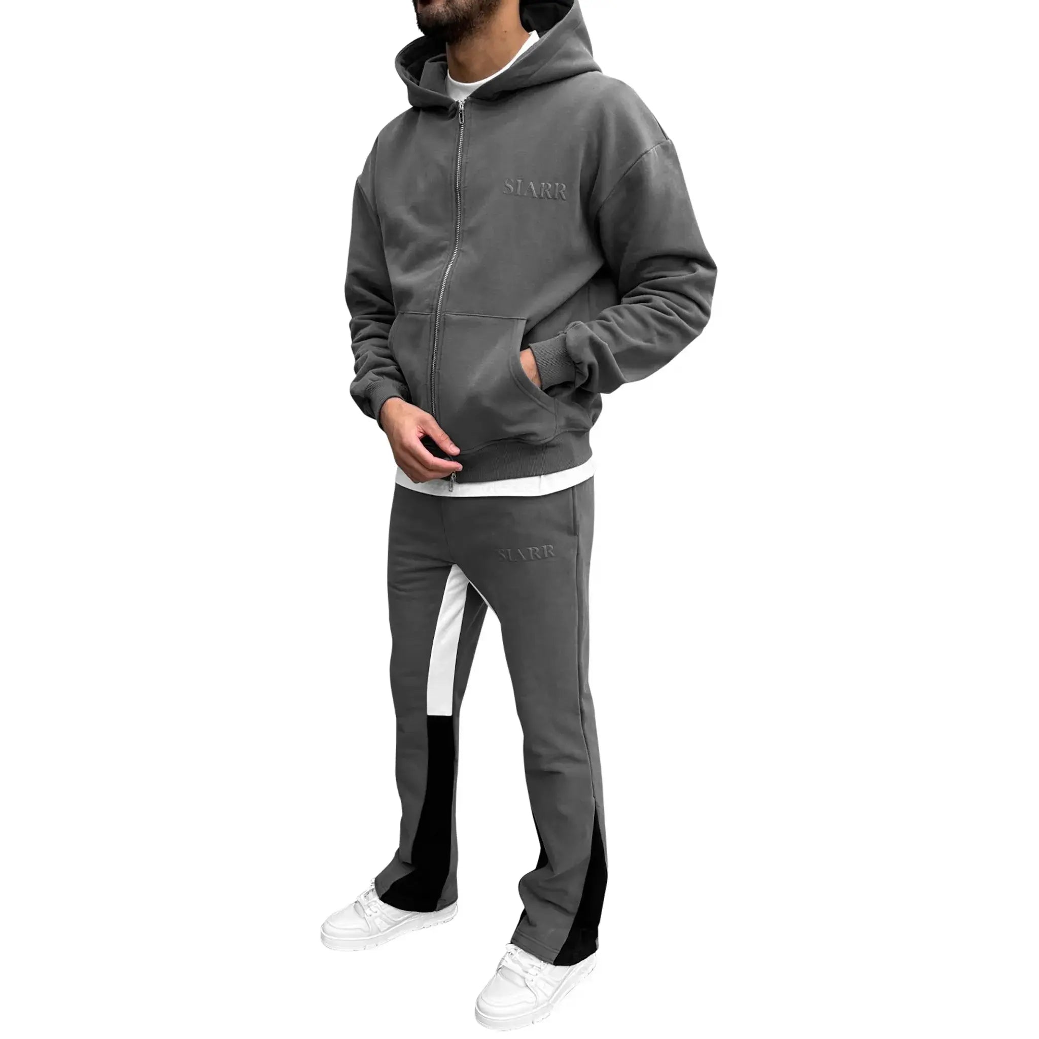 SIARR Dark Grey Flared Joggers for Women - High Waisted Yoga Pants with Pockets - Comfortable Lounge Pants for Running, Workout & Casual Wear