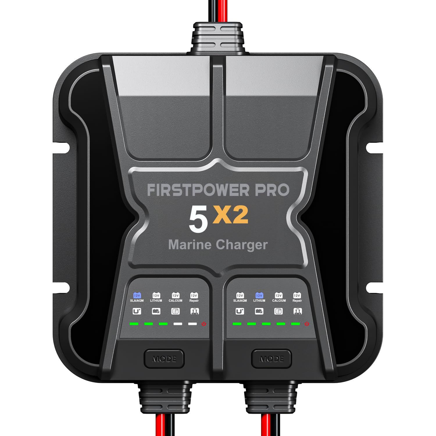 2 Bank Marine Battery Charger 10A (5A per Bank) - 12V Waterproof Onboard Charger for Boat, RV & Marine Batteries - Maintains & Desulfates SLA/AGM, Lithium (LiFePO4), Calcium & Deep-Cycle Batteries - Ideal for Continuous Charging on Boats, Yachts & RVs